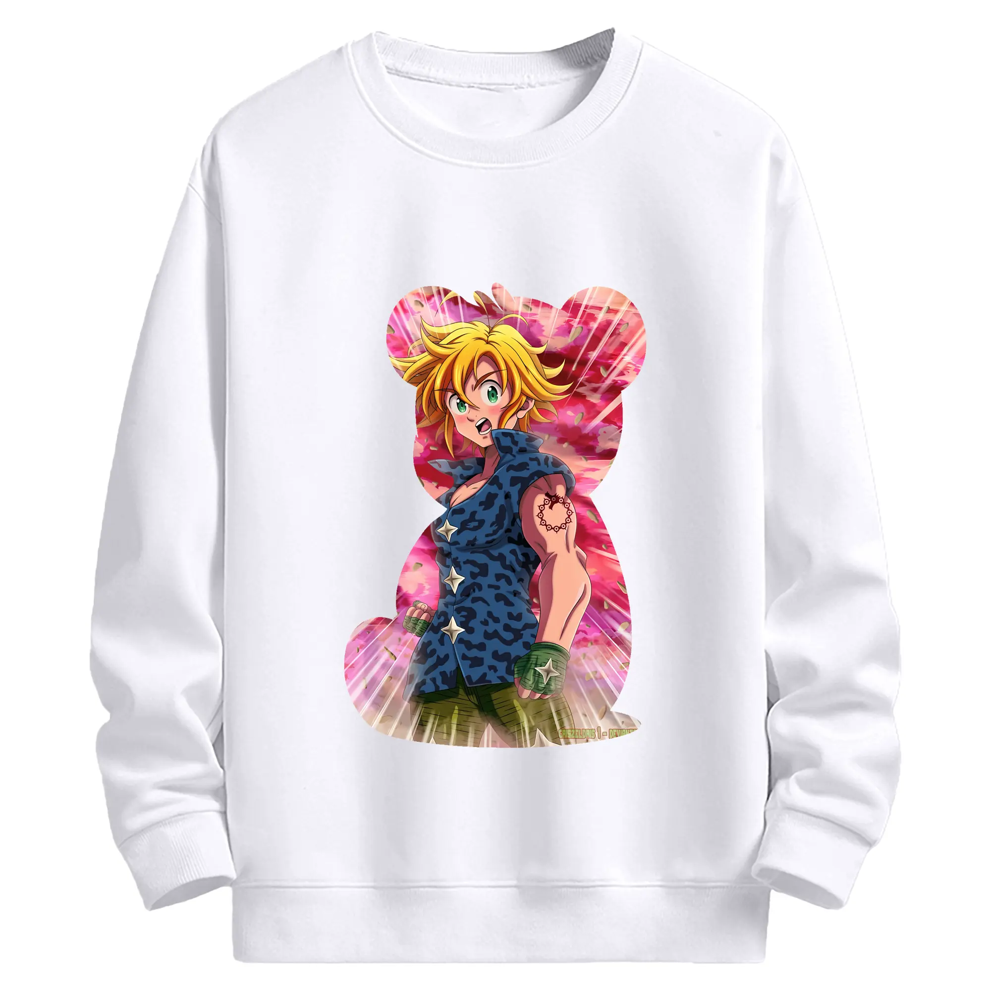 七つの大罪 グッズ メリオダス - 高品質 クルーネック スウェット ・ コットン59％ ポリエステル41％ ・ ユニセックス 長袖 トレーナー ・ カジュアル デイリー スポーツ 散歩用