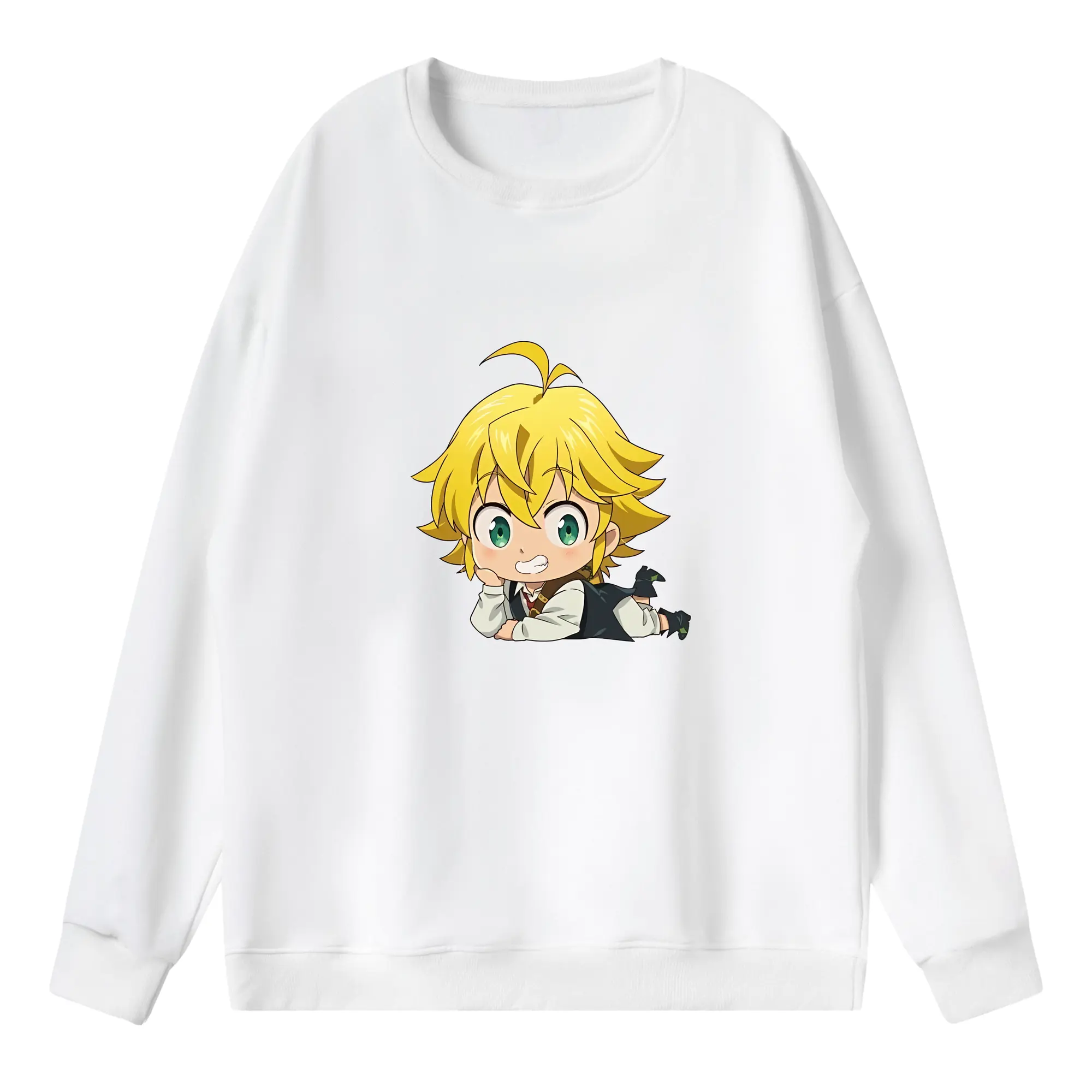 七つの大罪 グッズ メリオダス - 薄手 クルーネック スウェット 裏毛260g · ポリエステル 春秋向け カジュアル 男女兼用 · トレーナー デイリー スポーツ 散歩に最適