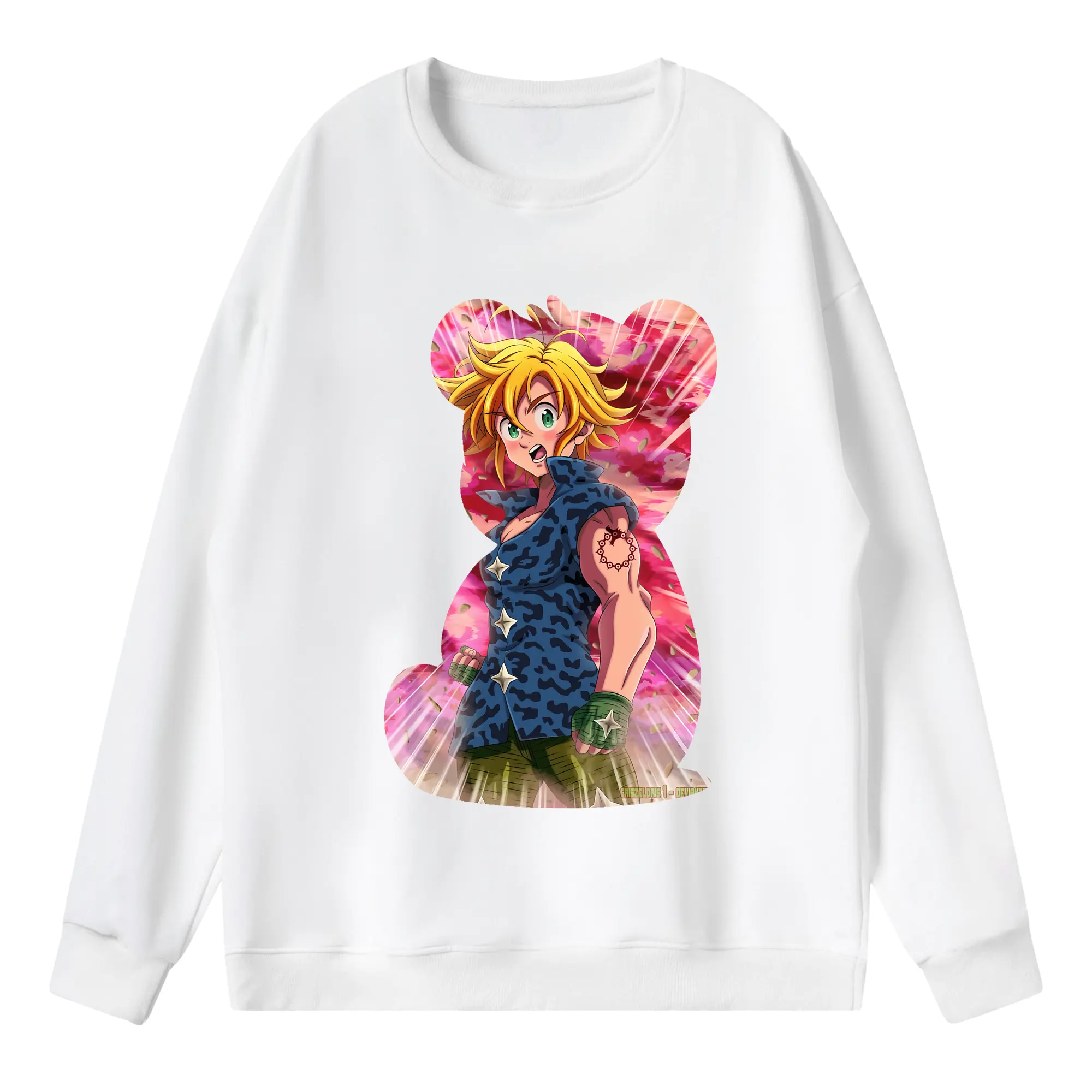 七つの大罪 グッズ メリオダス - 薄手 クルーネック スウェット 裏毛260g · ポリエステル 春秋向け カジュアル 男女兼用 · トレーナー デイリー スポーツ 散歩に最適