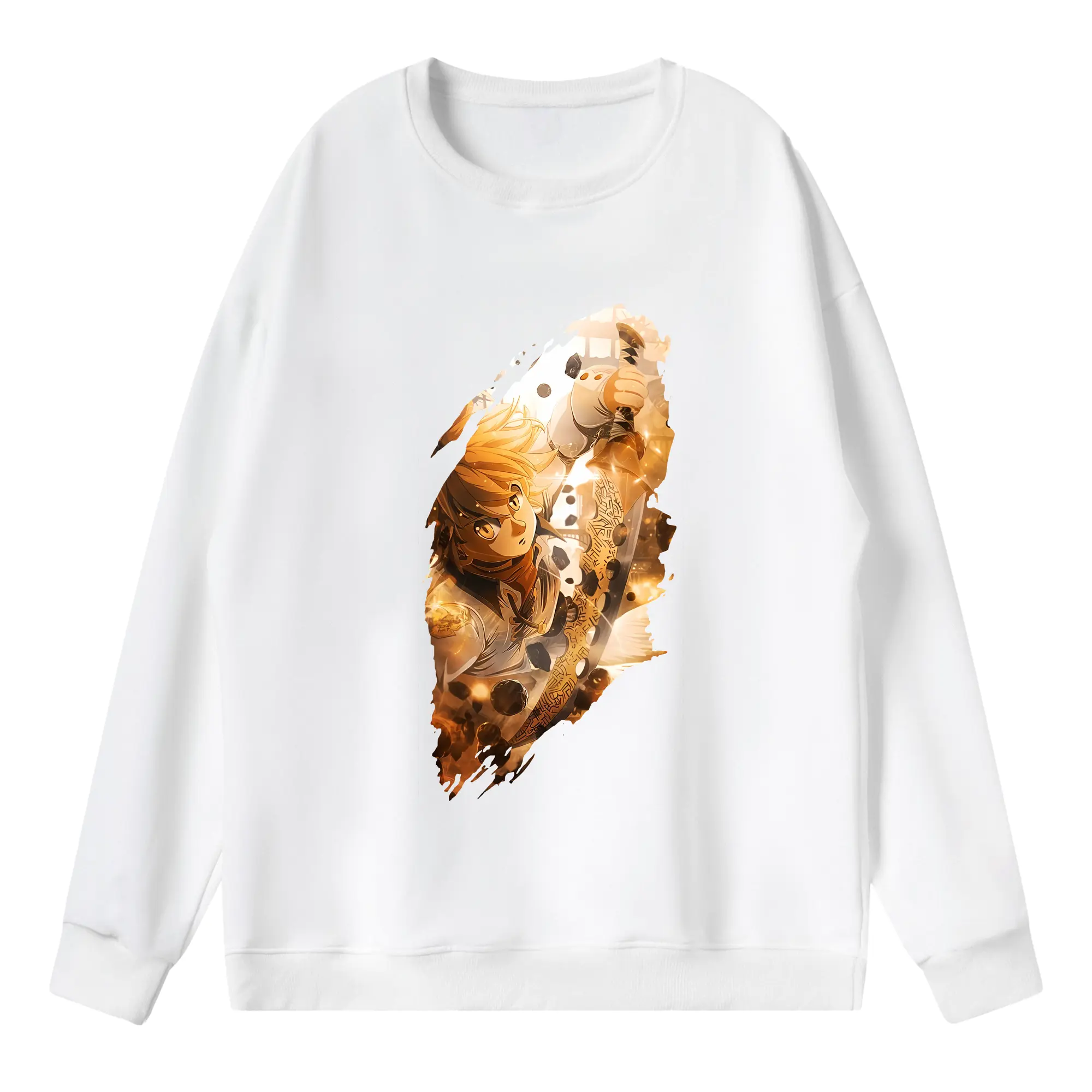 七つの大罪 グッズ メリオダス - 薄手 クルーネック スウェット 裏毛260g · ポリエステル 春秋向け カジュアル 男女兼用 · トレーナー デイリー スポーツ 散歩に最適