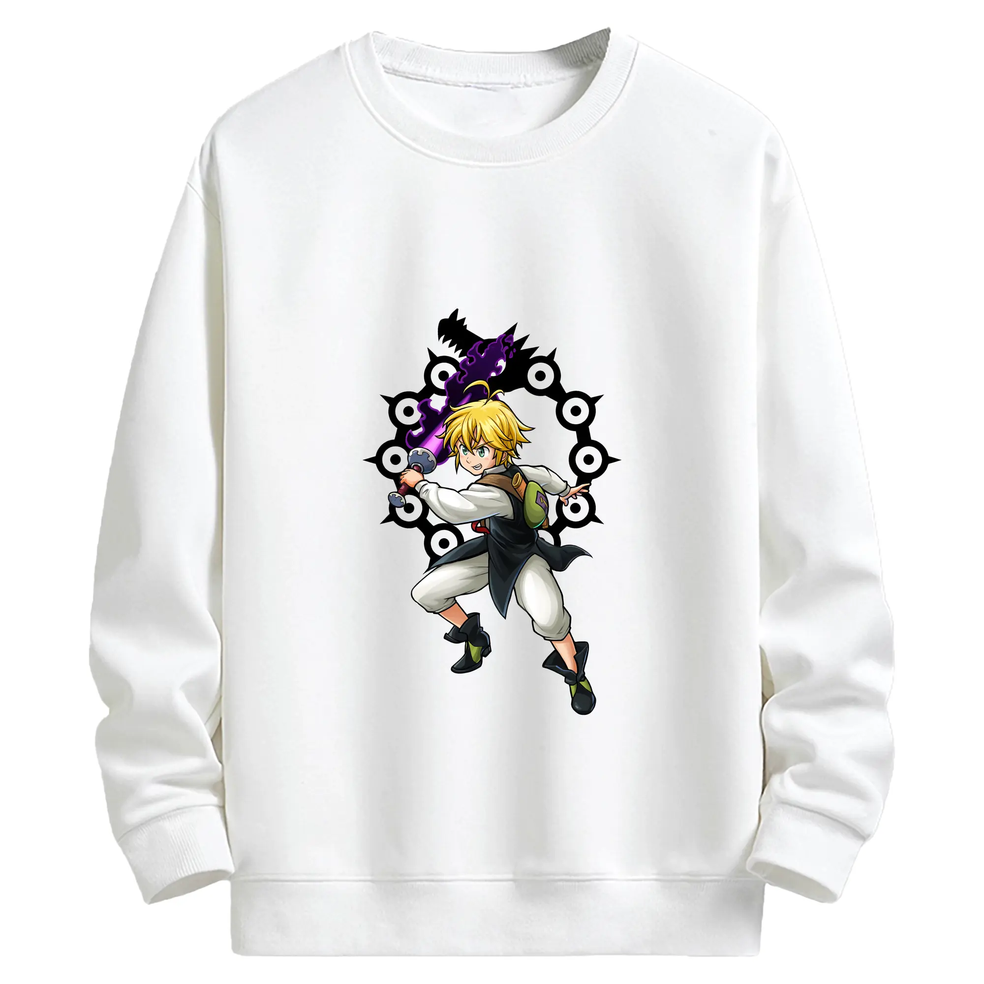 七つの大罪 グッズ メリオダス - キッズ クルーネックスウェットシャツ ・ フロントプリント ・ 綿80％ ポリエステル20％ ・ 快適 通学 スポーツ 日常使い お散歩用