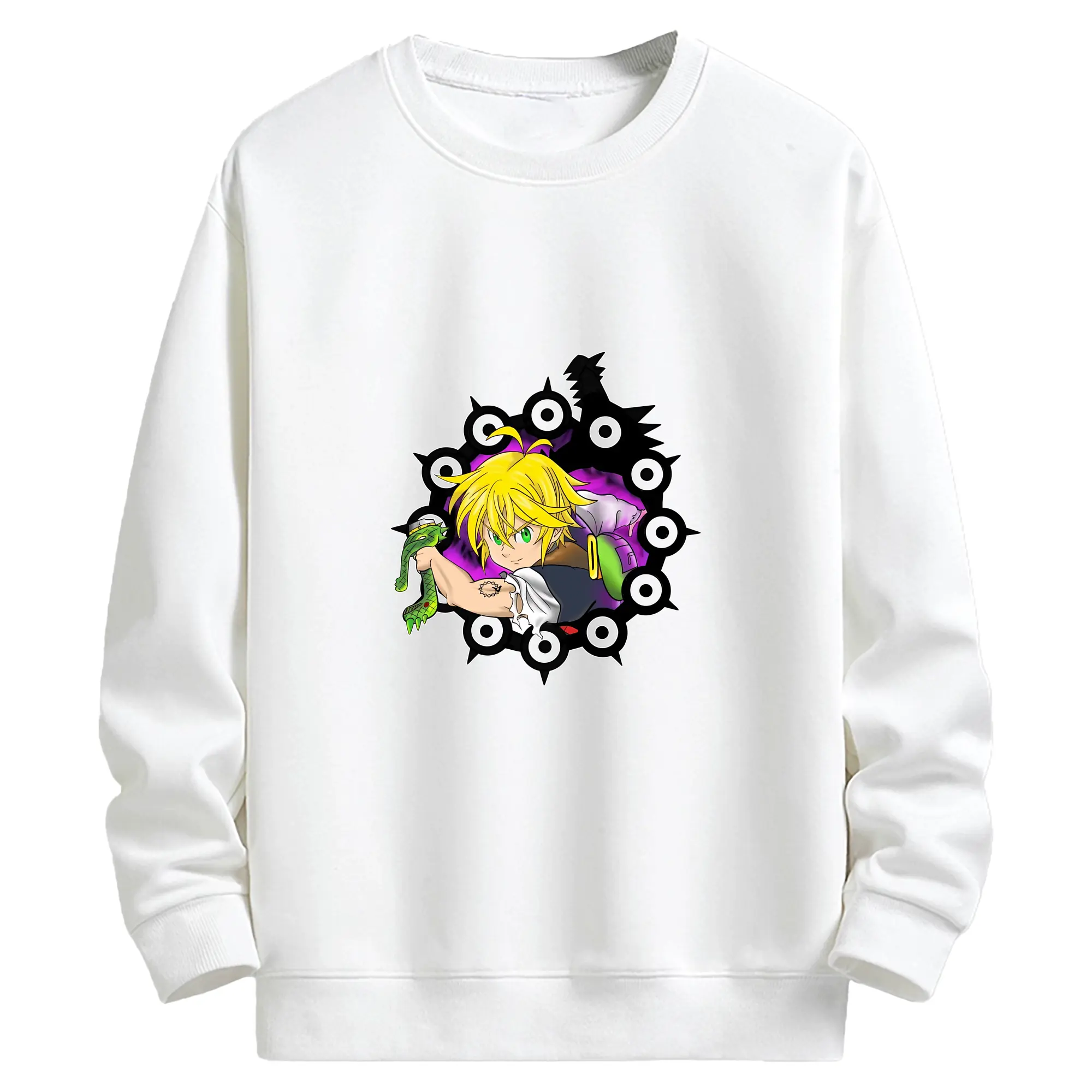 七つの大罪 グッズ メリオダス - キッズ クルーネックスウェットシャツ ・ フロントプリント ・ 綿80％ ポリエステル20％ ・ 快適 通学 スポーツ 日常使い お散歩用