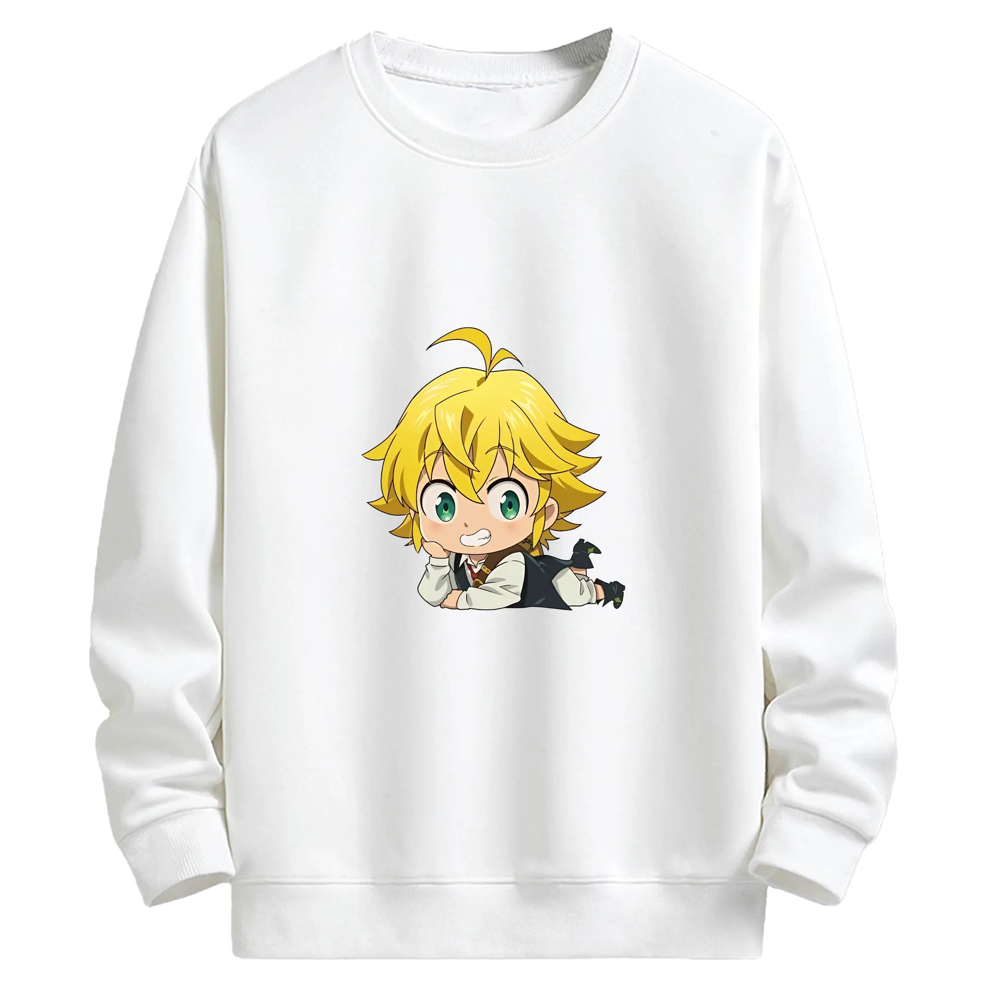 七つの大罪 グッズ メリオダス - キッズ クルーネックスウェットシャツ ・ フロントプリント ・ 綿80％ ポリエステル20％ ・ 快適 通学 スポーツ 日常使い お散歩用