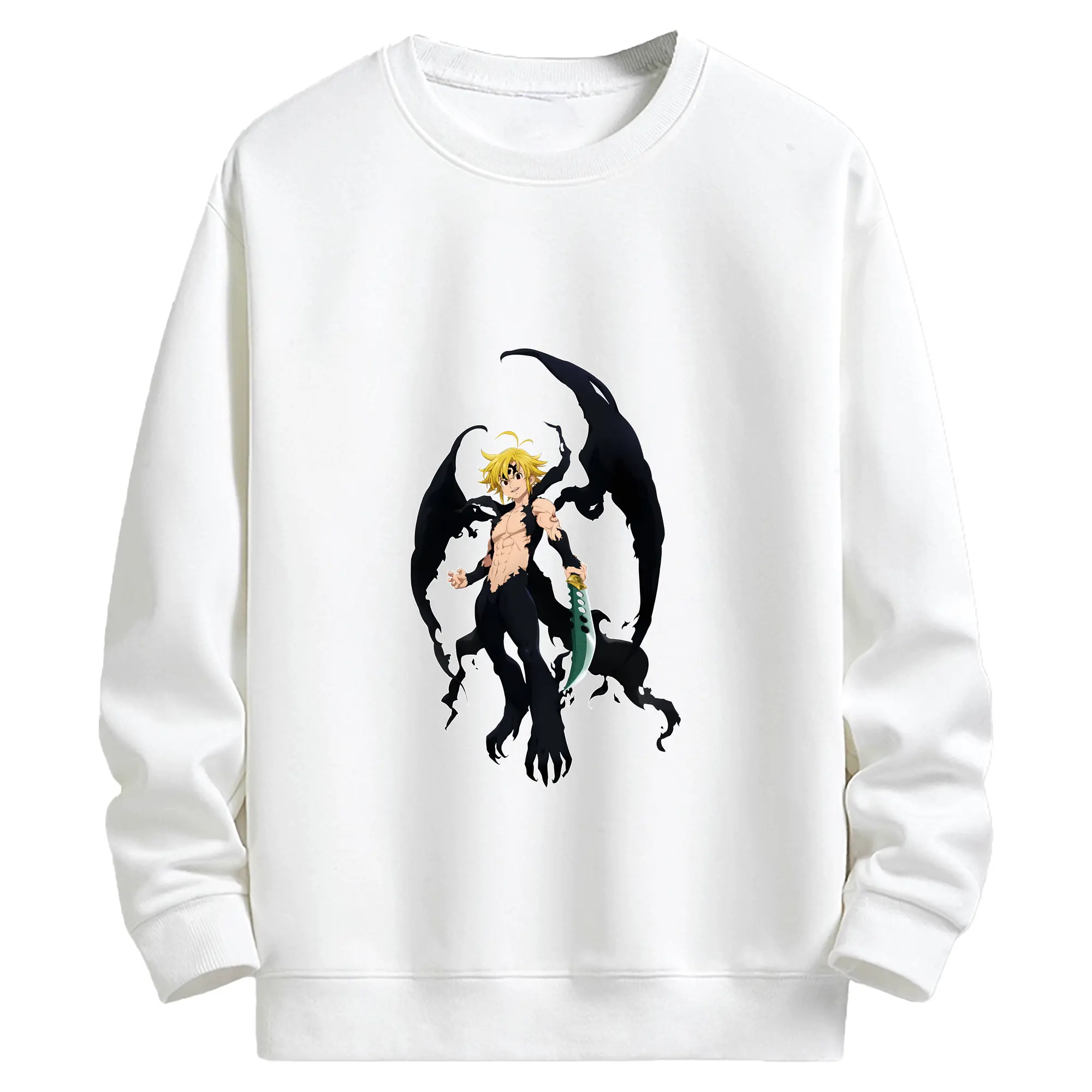 七つの大罪 グッズ メリオダス - キッズ クルーネックスウェットシャツ ・ フロントプリント ・ 綿80％ ポリエステル20％ ・ 快適 通学 スポーツ 日常使い お散歩用