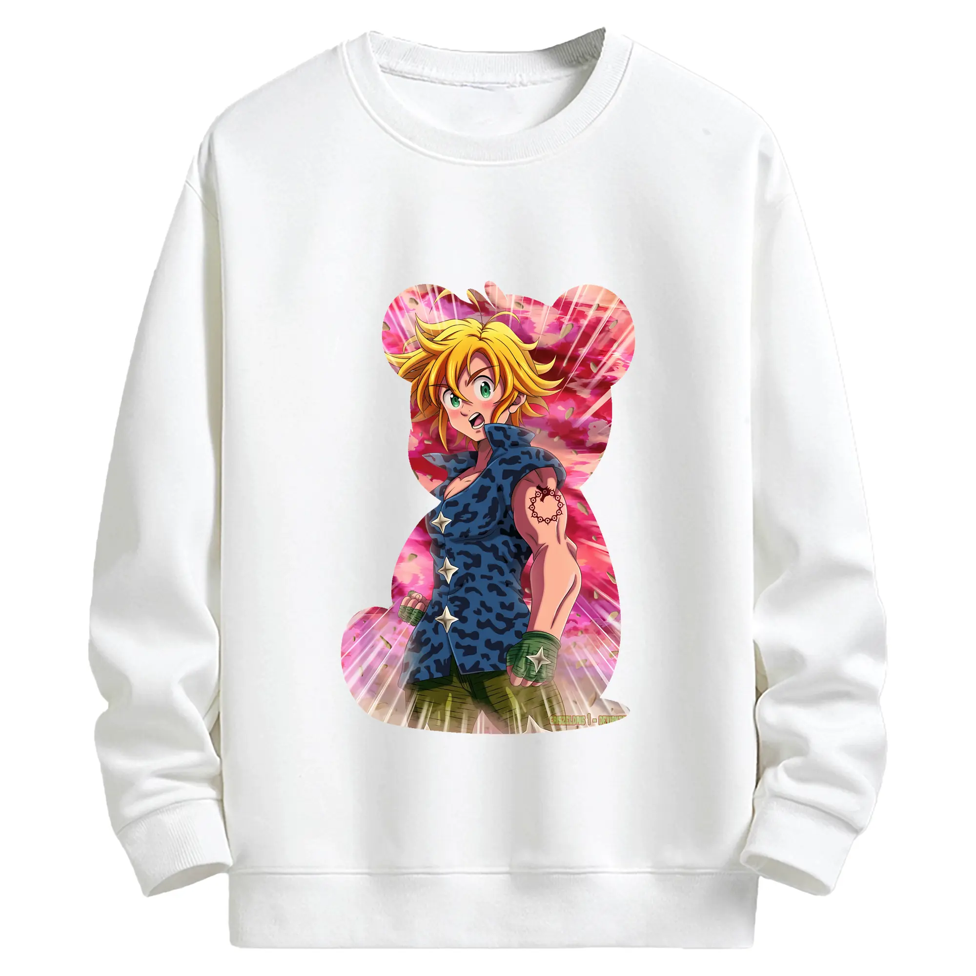 七つの大罪 グッズ メリオダス - キッズ クルーネックスウェットシャツ ・ フロントプリント ・ 綿80％ ポリエステル20％ ・ 快適 通学 スポーツ 日常使い お散歩用