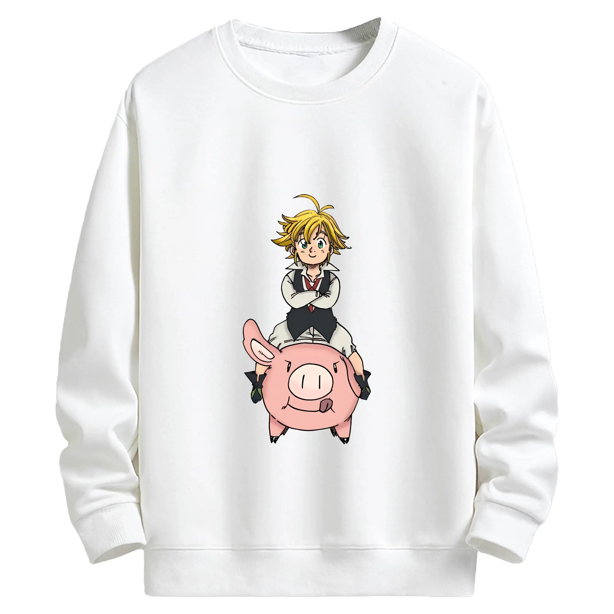七つの大罪 グッズ メリオダス - キッズ クルーネックスウェットシャツ ・ フロントプリント ・ 綿80％ ポリエステル20％ ・ 快適 通学 スポーツ 日常使い お散歩用