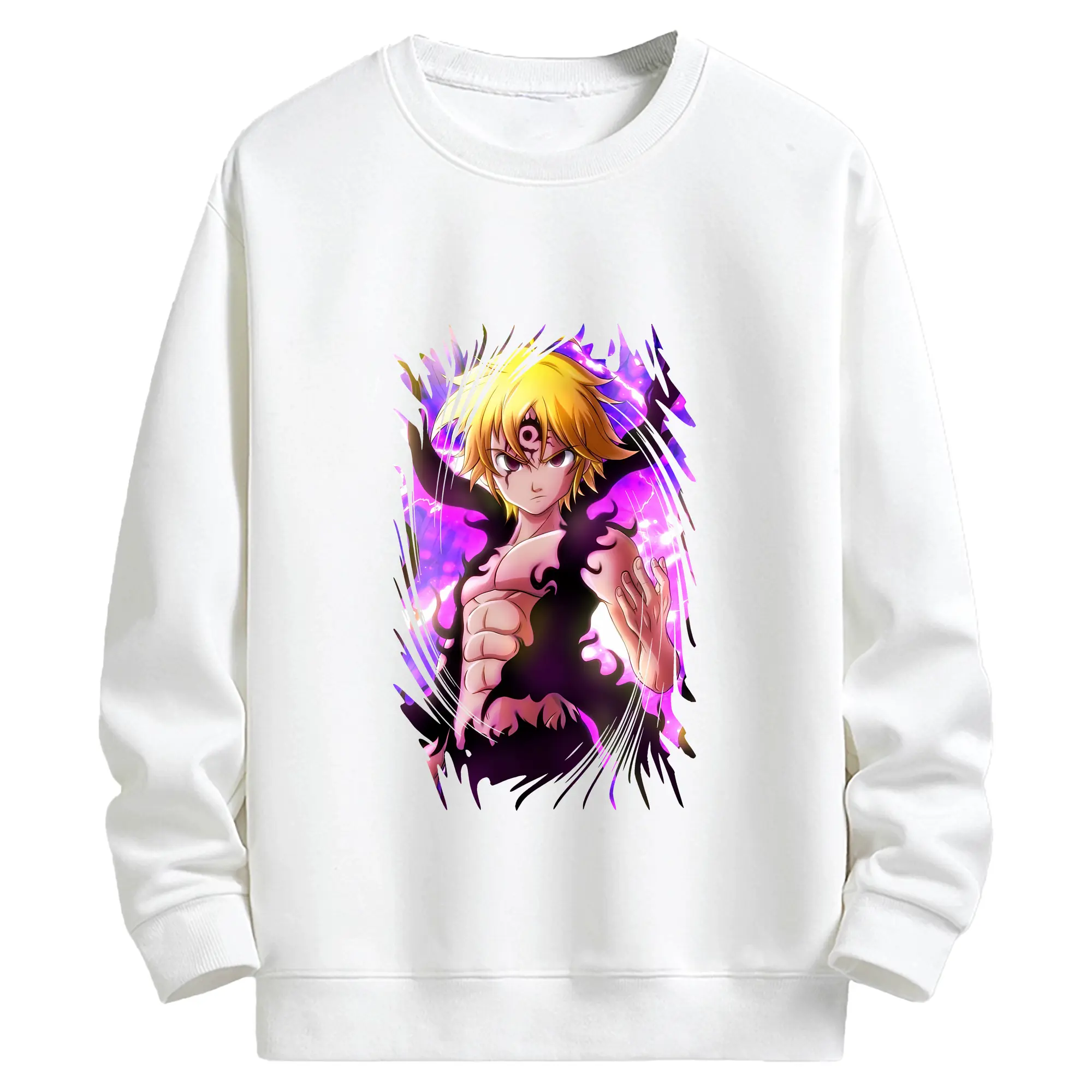 七つの大罪 グッズ メリオダス - キッズ クルーネックスウェットシャツ ・ フロントプリント ・ 綿80％ ポリエステル20％ ・ 快適 通学 スポーツ 日常使い お散歩用