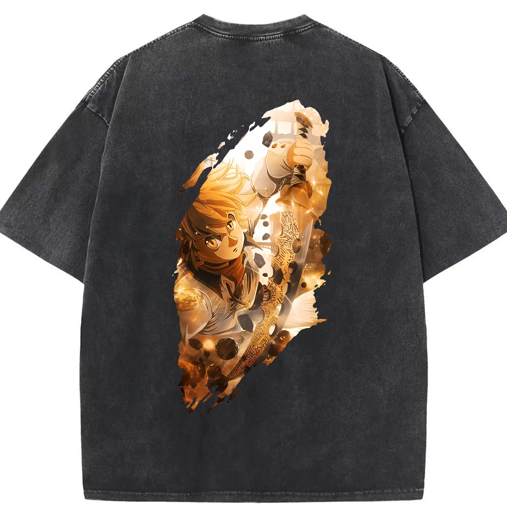 七つの大罪 グッズ メリオダス - 綿100％ ヴィンテージ風 半袖Tシャツ ・ 背面プリント ・ 柔らか肌触り ・ 通気性 快適 ・ スポーツ カジュアル 外出用