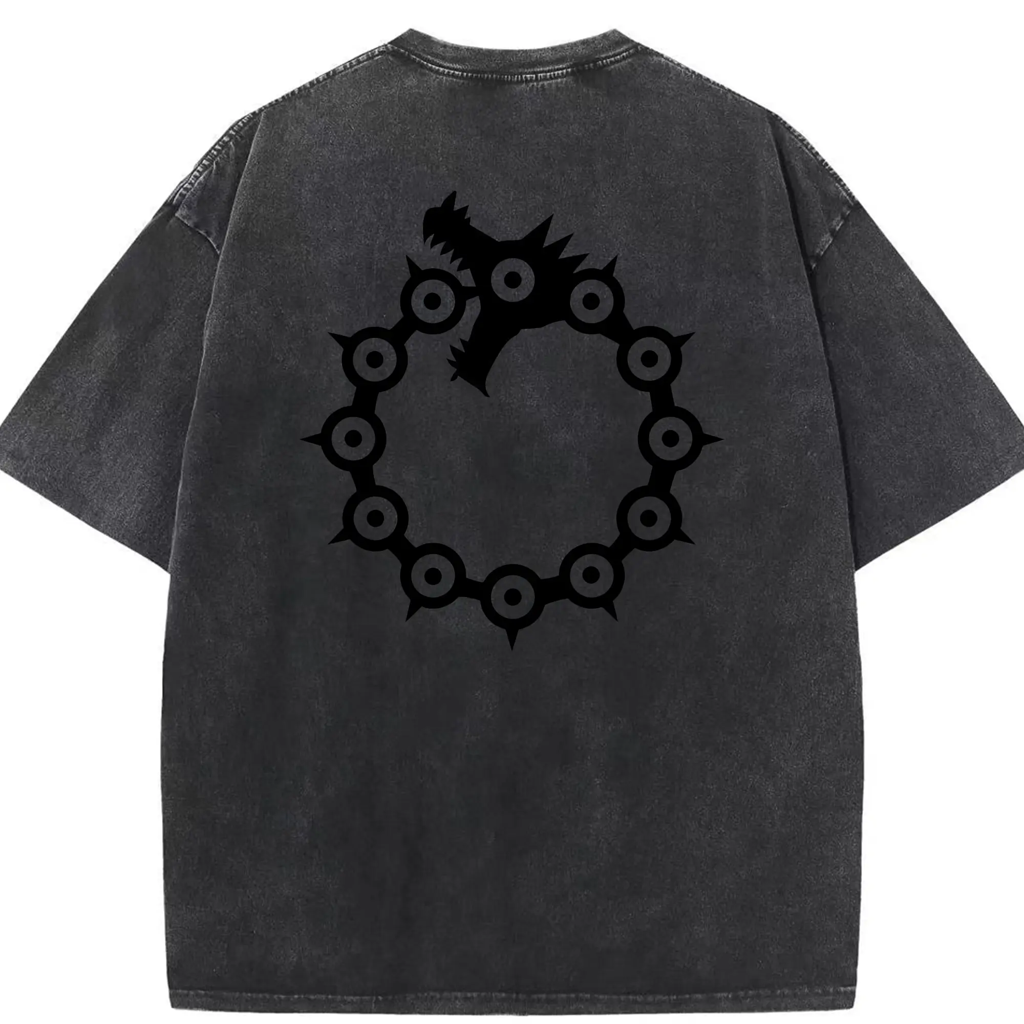 七つの大罪 グッズ メリオダス - 綿100％ ヴィンテージ風 半袖Tシャツ ・ 背面プリント ・ 柔らか肌触り ・ 通気性 快適 ・ スポーツ カジュアル 外出用