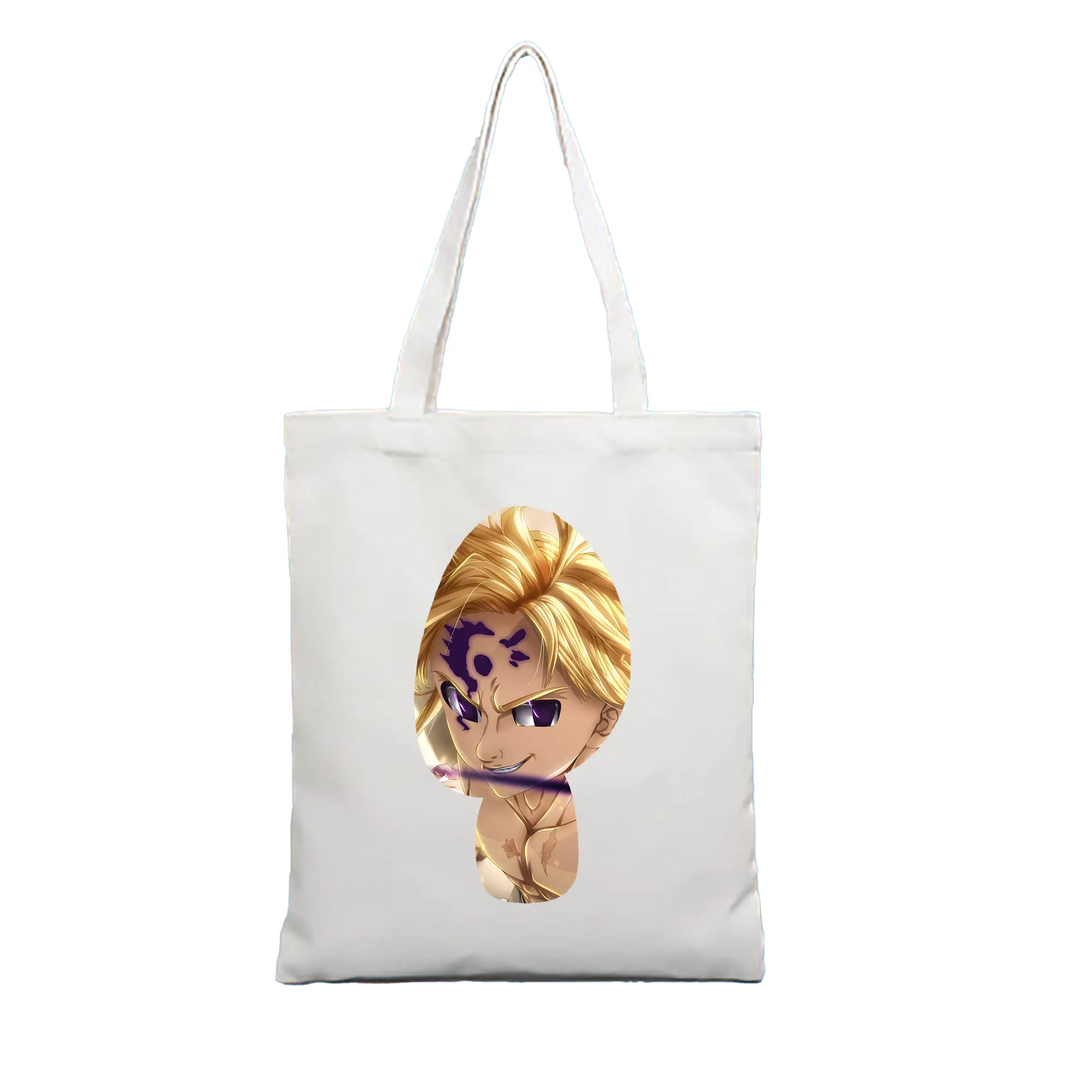 七つの大罪 グッズ メリオダス - 縦型キャンバス手提げバッグ（トートバッグ） ・ キャンバス素材 ・ ショッピング用 ・ 軽量 丈夫 お手入れ簡単