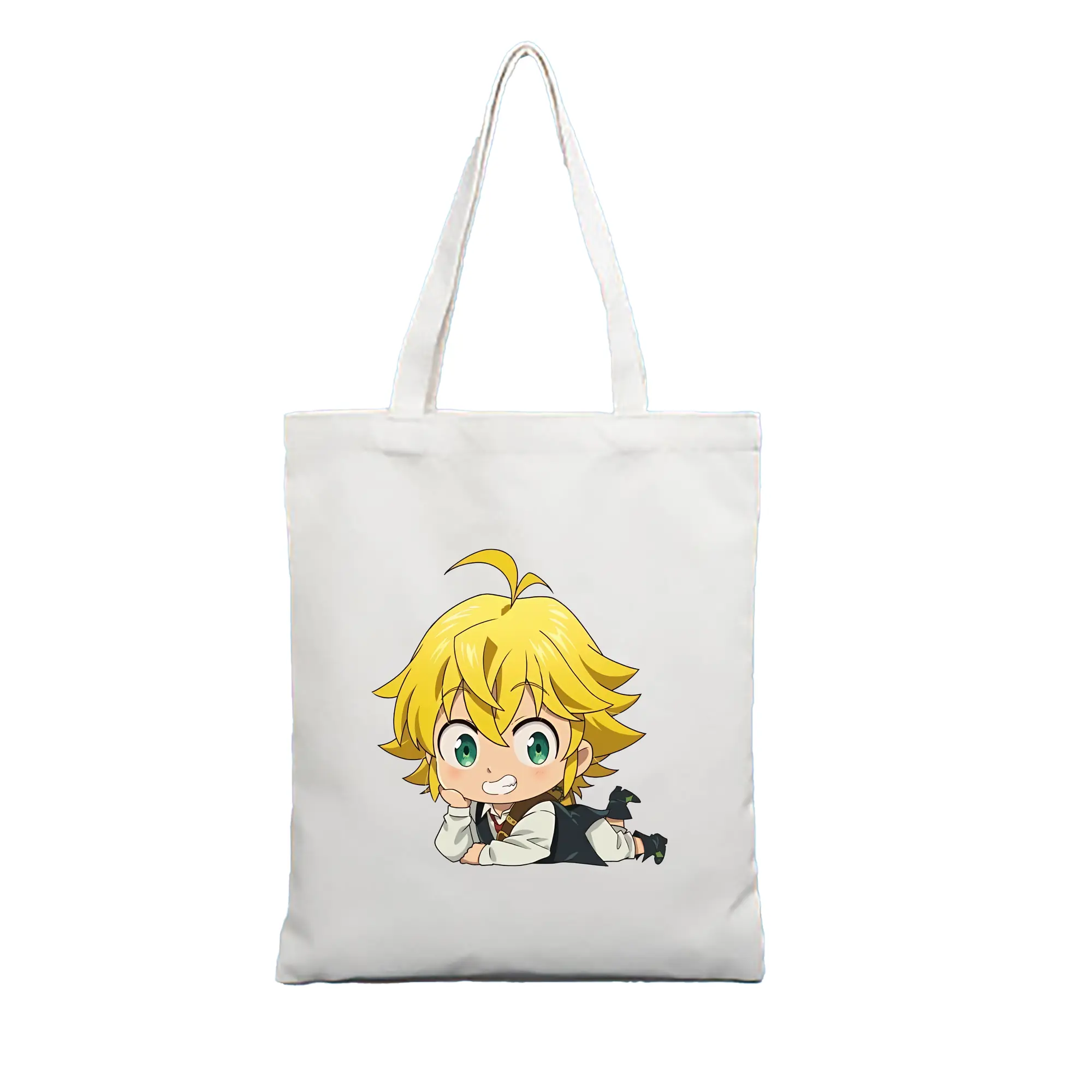 七つの大罪 グッズ メリオダス - 縦型キャンバス手提げバッグ（トートバッグ） ・ キャンバス素材 ・ ショッピング用 ・ 軽量 丈夫 お手入れ簡単