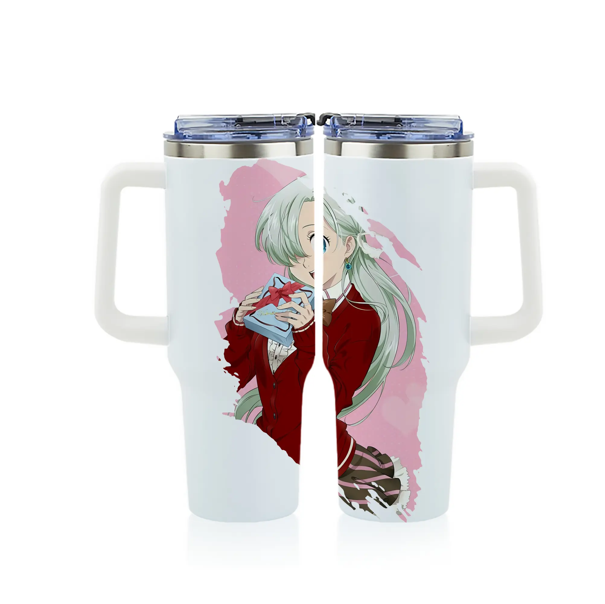 七つの大罪 グッズ エリザベス - 1200mL フルプリント車用タンブラー ・ 304ステンレス 内側 ・ 201ステンレス 外側 ・ 保温 保冷 ・ 通勤 ドライブ アウトドア用