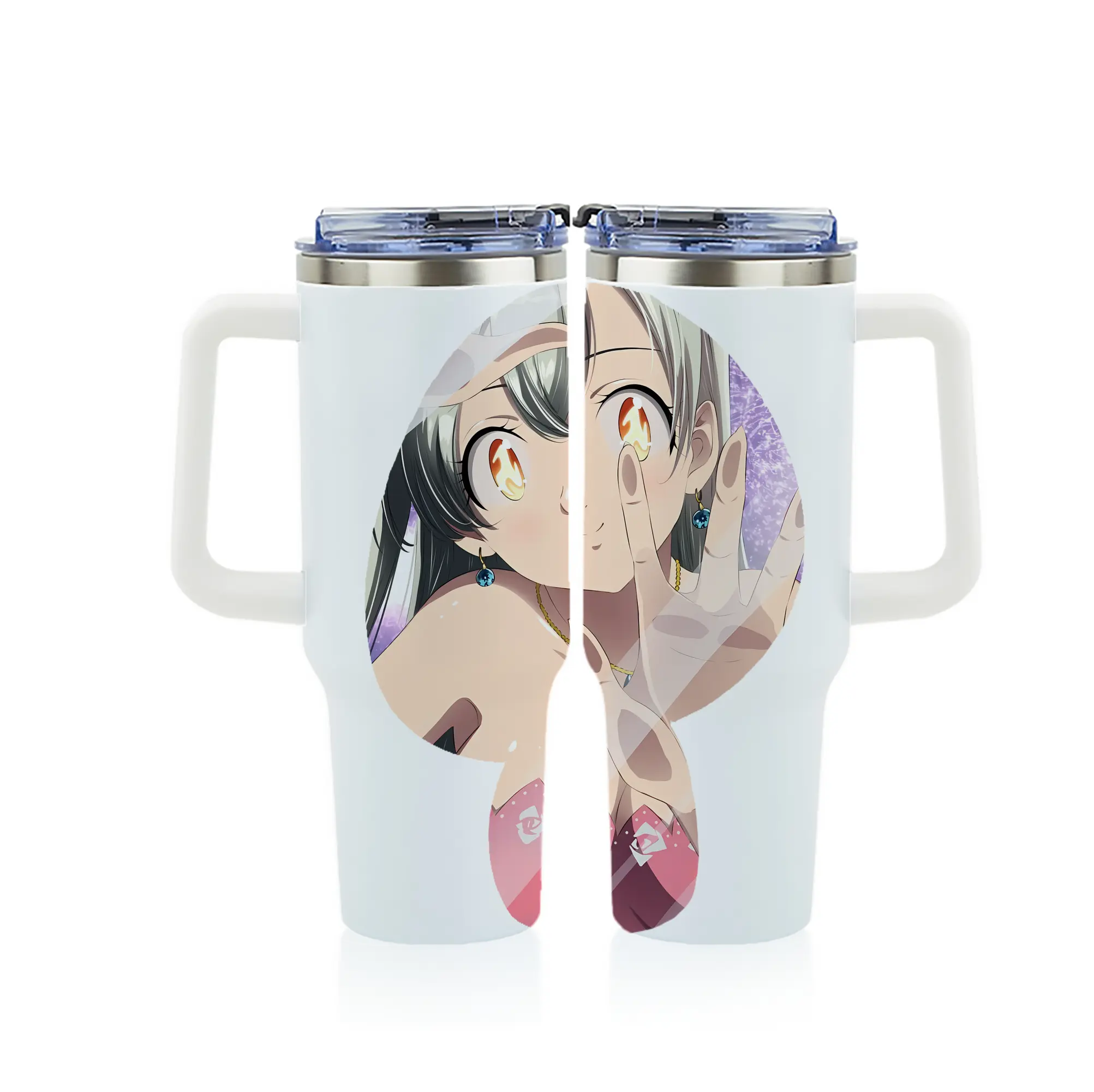 七つの大罪 グッズ エリザベス - 1200mL フルプリント車用タンブラー ・ 304ステンレス 内側 ・ 201ステンレス 外側 ・ 保温 保冷 ・ 通勤 ドライブ アウトドア用