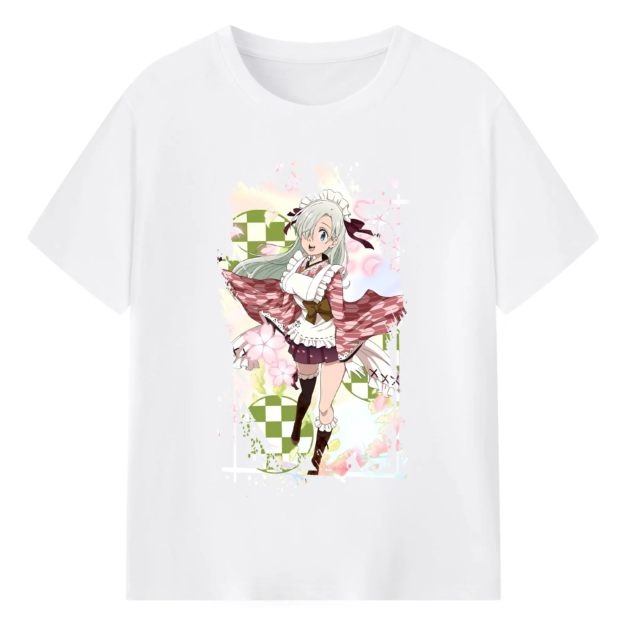 七つの大罪 グッズ エリザベス - 綿100％ 半袖Tシャツ ・ フロントプリント ・ 快適 通気性 ・ 日常使い 散歩 スポーツ用