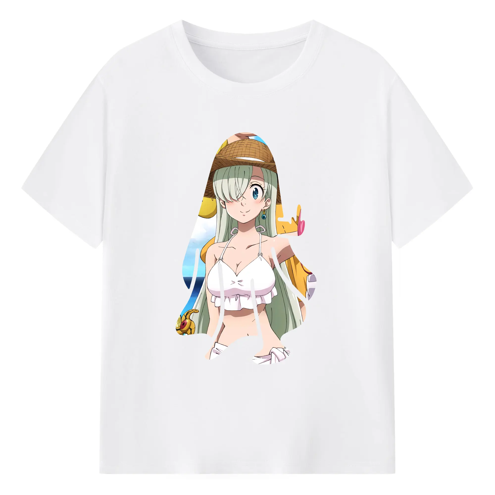 七つの大罪 グッズ エリザベス - 綿100％ 半袖Tシャツ ・ フロントプリント ・ 快適 通気性 ・ 日常使い 散歩 スポーツ用