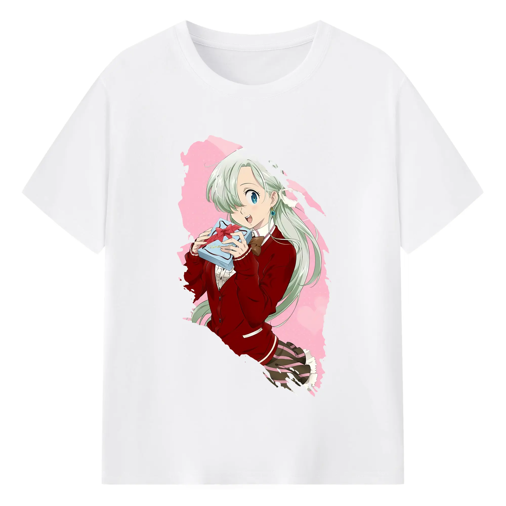 七つの大罪 グッズ エリザベス - 綿100％ 半袖Tシャツ ・ フロントプリント ・ 快適 通気性 ・ 日常使い 散歩 スポーツ用