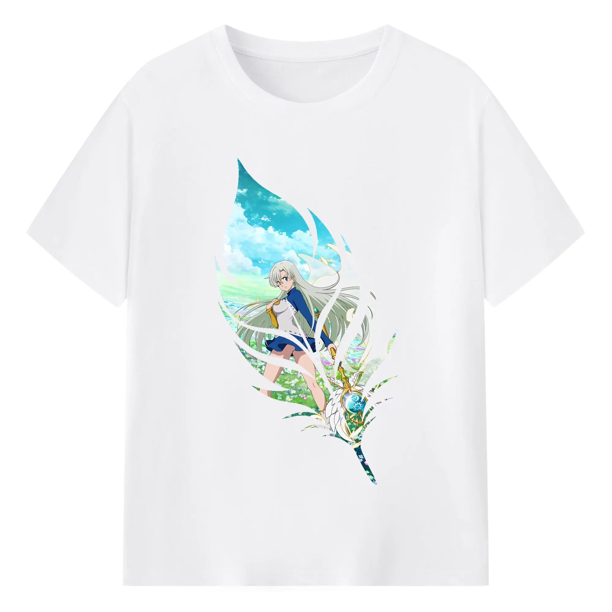 七つの大罪 グッズ エリザベス - 綿100％ 半袖Tシャツ ・ フロントプリント ・ 快適 通気性 ・ 日常使い 散歩 スポーツ用