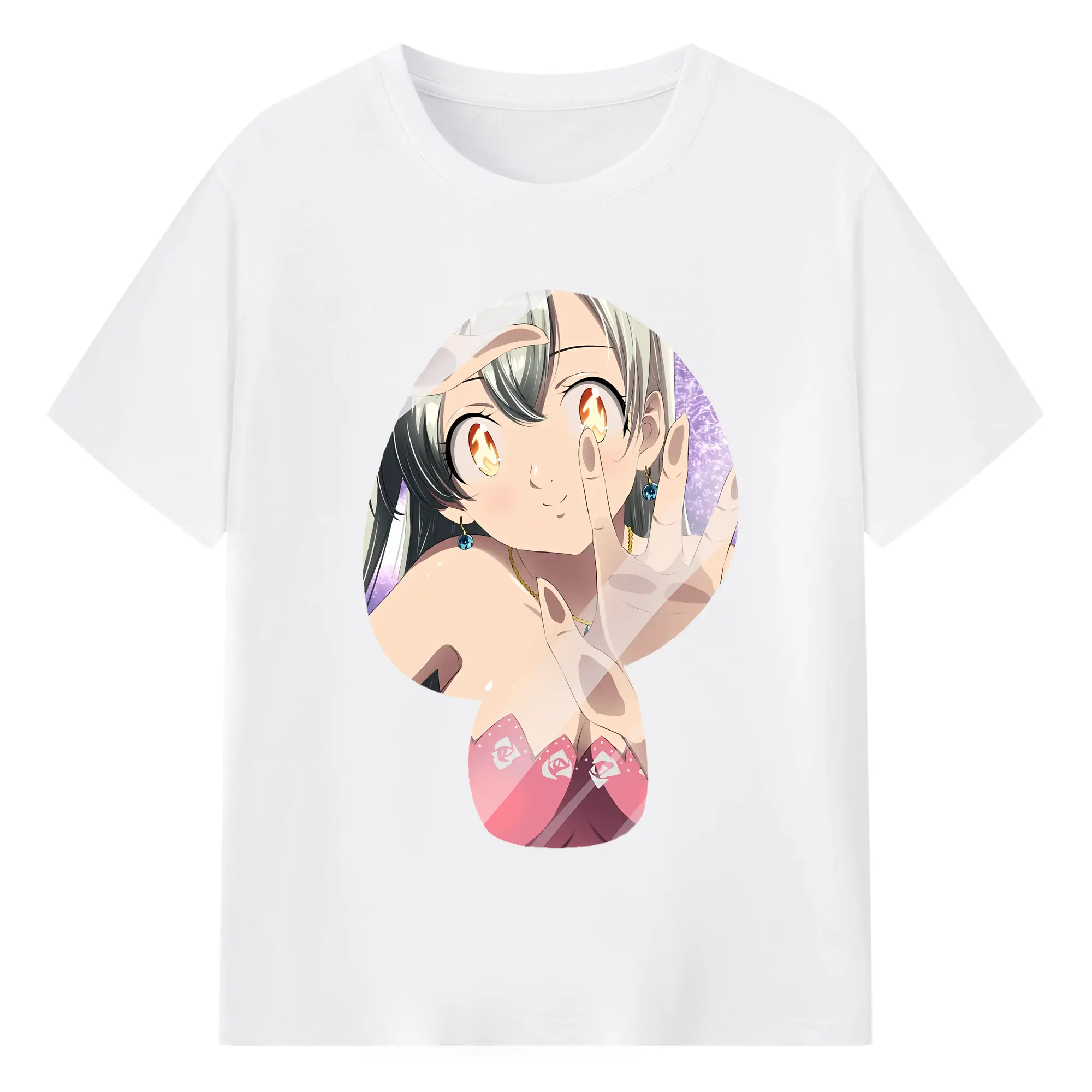 七つの大罪 グッズ エリザベス - 綿100％ 半袖Tシャツ ・ フロントプリント ・ 快適 通気性 ・ 日常使い 散歩 スポーツ用