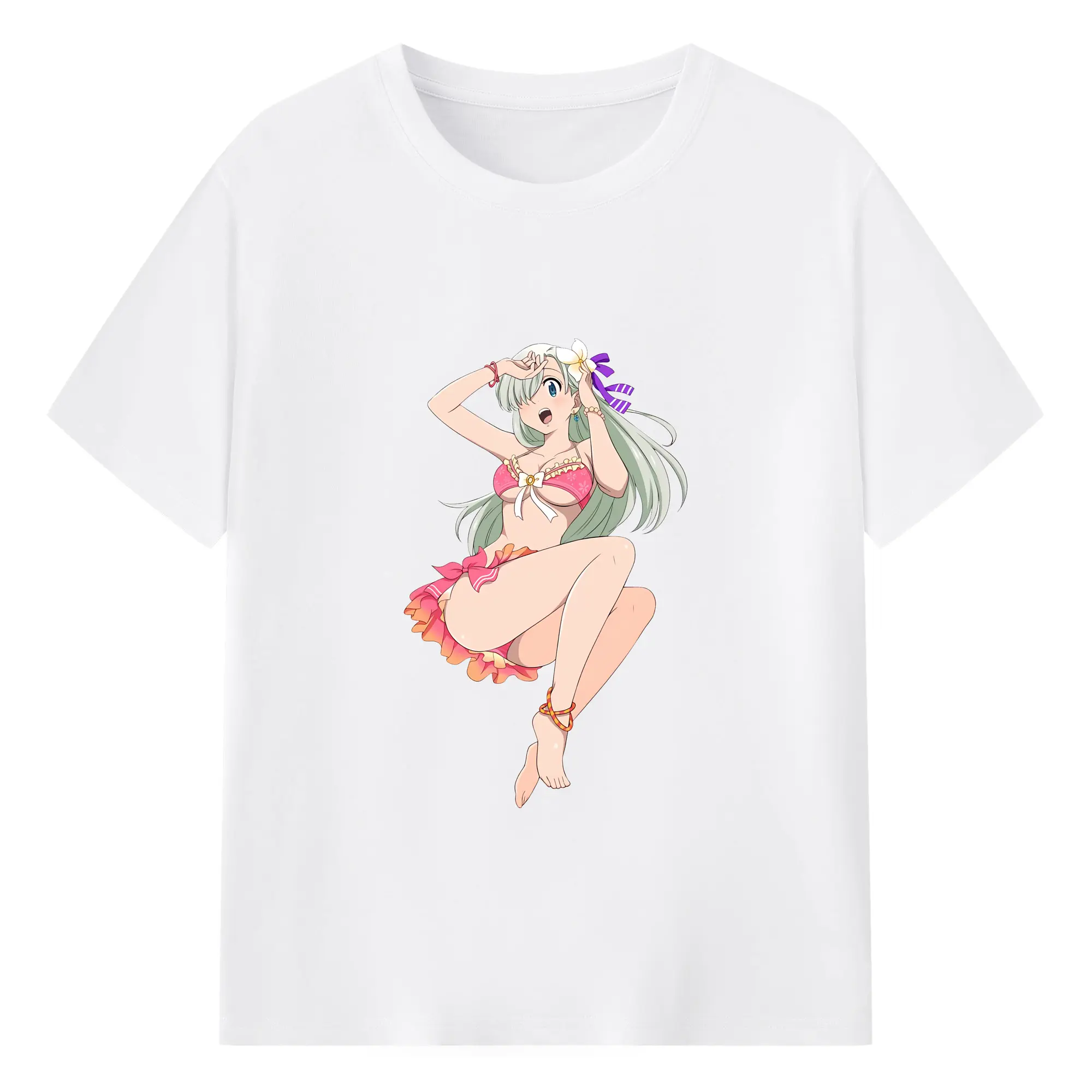 七つの大罪 グッズ エリザベス - 綿100％ 半袖Tシャツ ・ フロントプリント ・ 快適 通気性 ・ 日常使い 散歩 スポーツ用