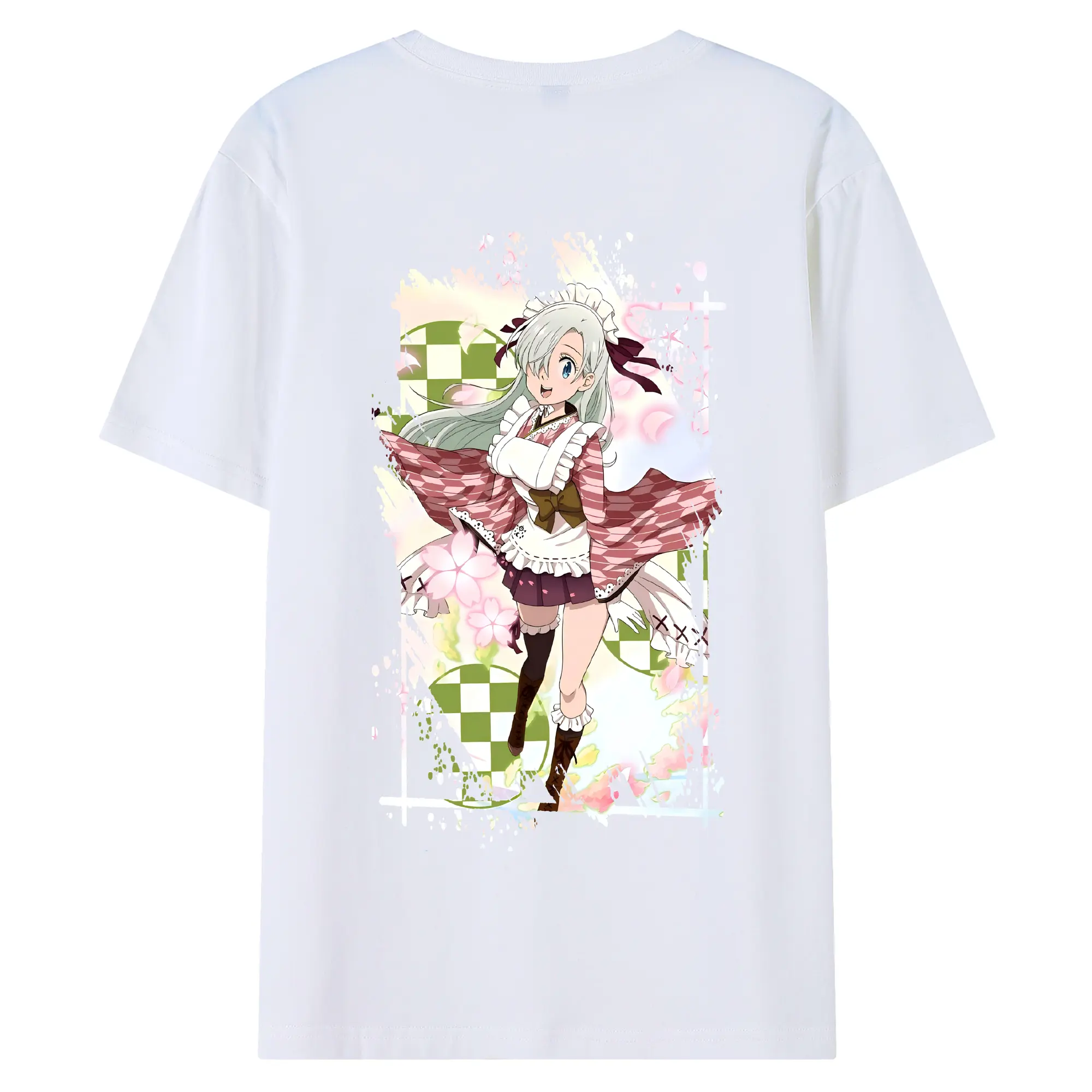 七つの大罪 グッズ エリザベス - 綿100％ 半袖Tシャツ ・ バックプリント ・ 快適 通気性 ・ 日常使い 散歩 スポーツ用