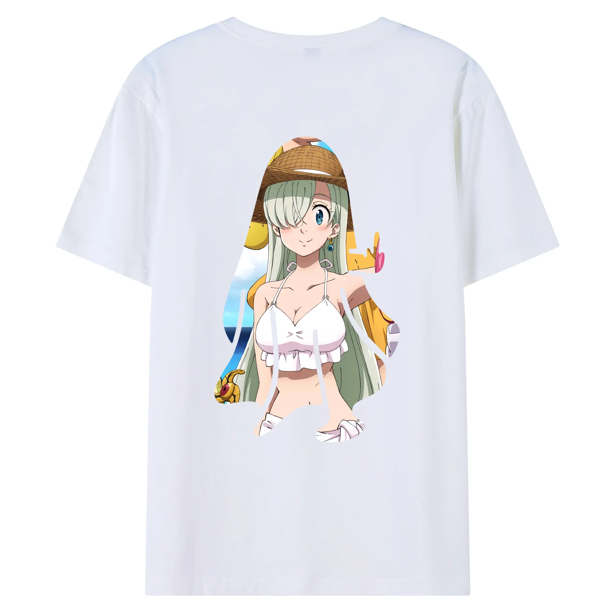 七つの大罪 グッズ エリザベス - 綿100％ 半袖Tシャツ ・ バックプリント ・ 快適 通気性 ・ 日常使い 散歩 スポーツ用