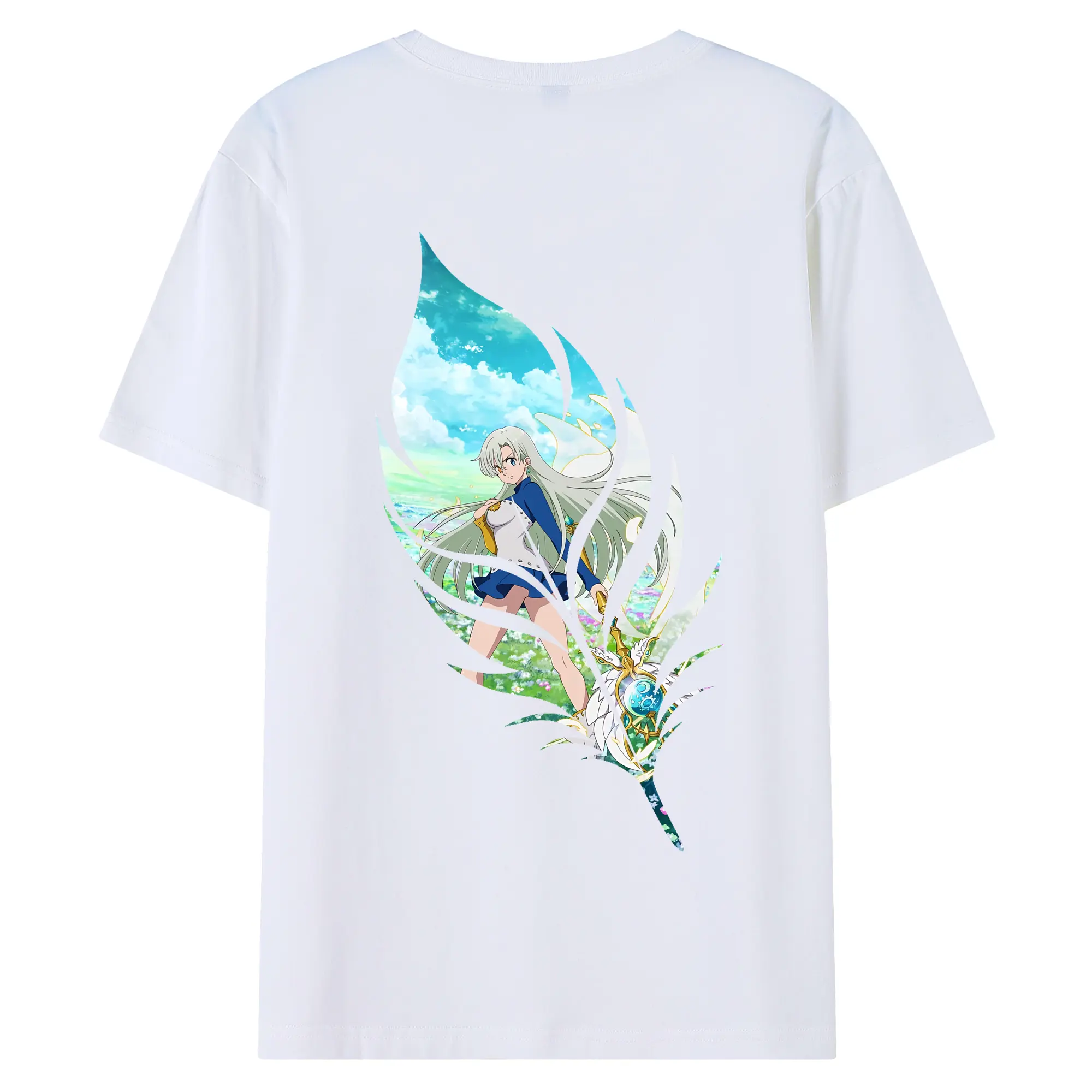 七つの大罪 グッズ エリザベス - 綿100％ 半袖Tシャツ ・ バックプリント ・ 快適 通気性 ・ 日常使い 散歩 スポーツ用