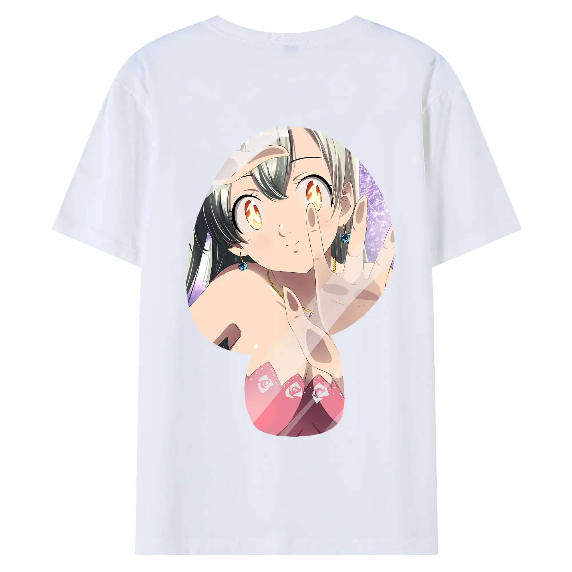 七つの大罪 グッズ エリザベス - 綿100％ 半袖Tシャツ ・ バックプリント ・ 快適 通気性 ・ 日常使い 散歩 スポーツ用