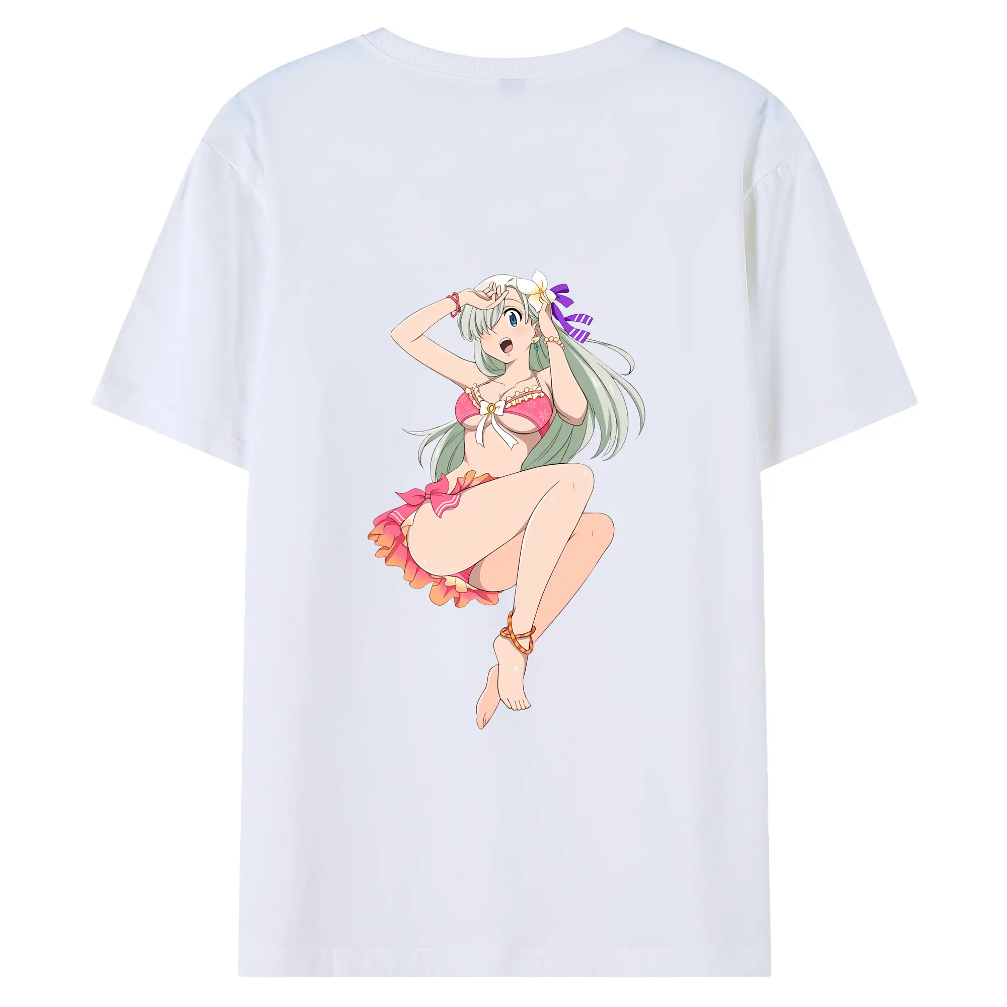 七つの大罪 グッズ エリザベス - 綿100％ 半袖Tシャツ ・ バックプリント ・ 快適 通気性 ・ 日常使い 散歩 スポーツ用