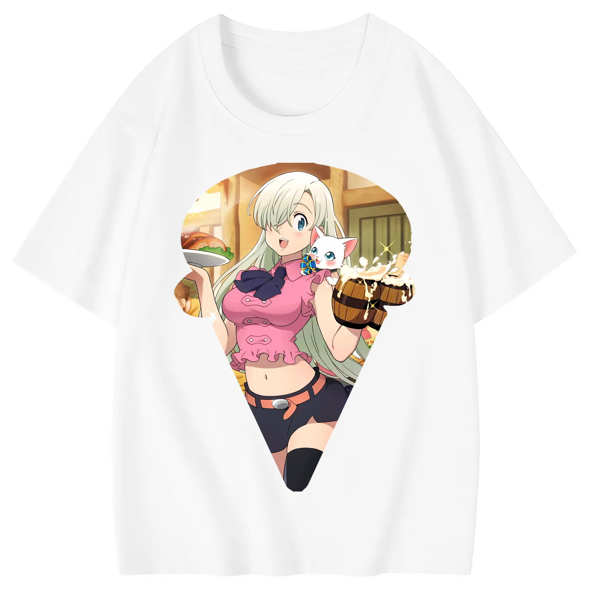 七つの大罪 グッズ エリザベス - 綿100％ キッズTシャツ ・ フロントプリント ・ 快適 通気性 ・ スポーツ カジュアル 散歩用