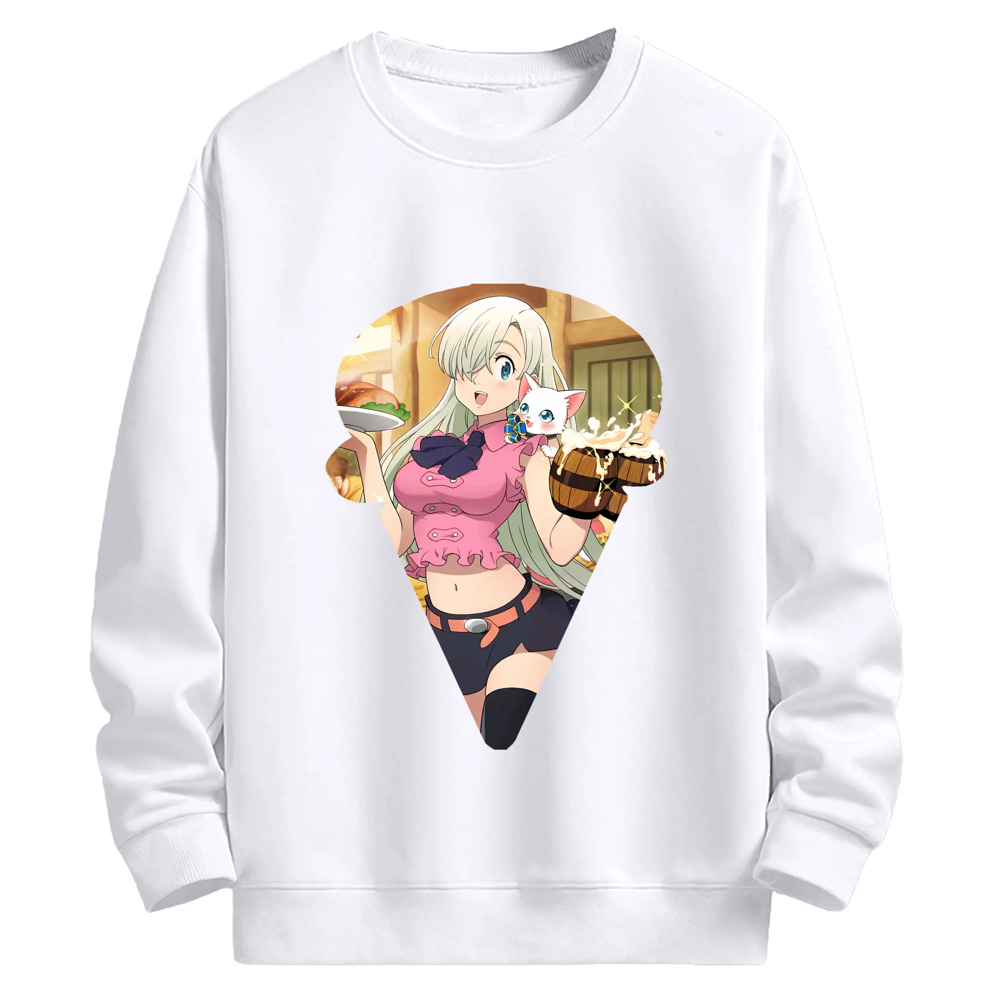 七つの大罪 グッズ エリザベス - 高品質 クルーネック スウェット ・ コットン59％ ポリエステル41％ ・ ユニセックス 長袖 トレーナー ・ カジュアル デイリー スポーツ 散歩用