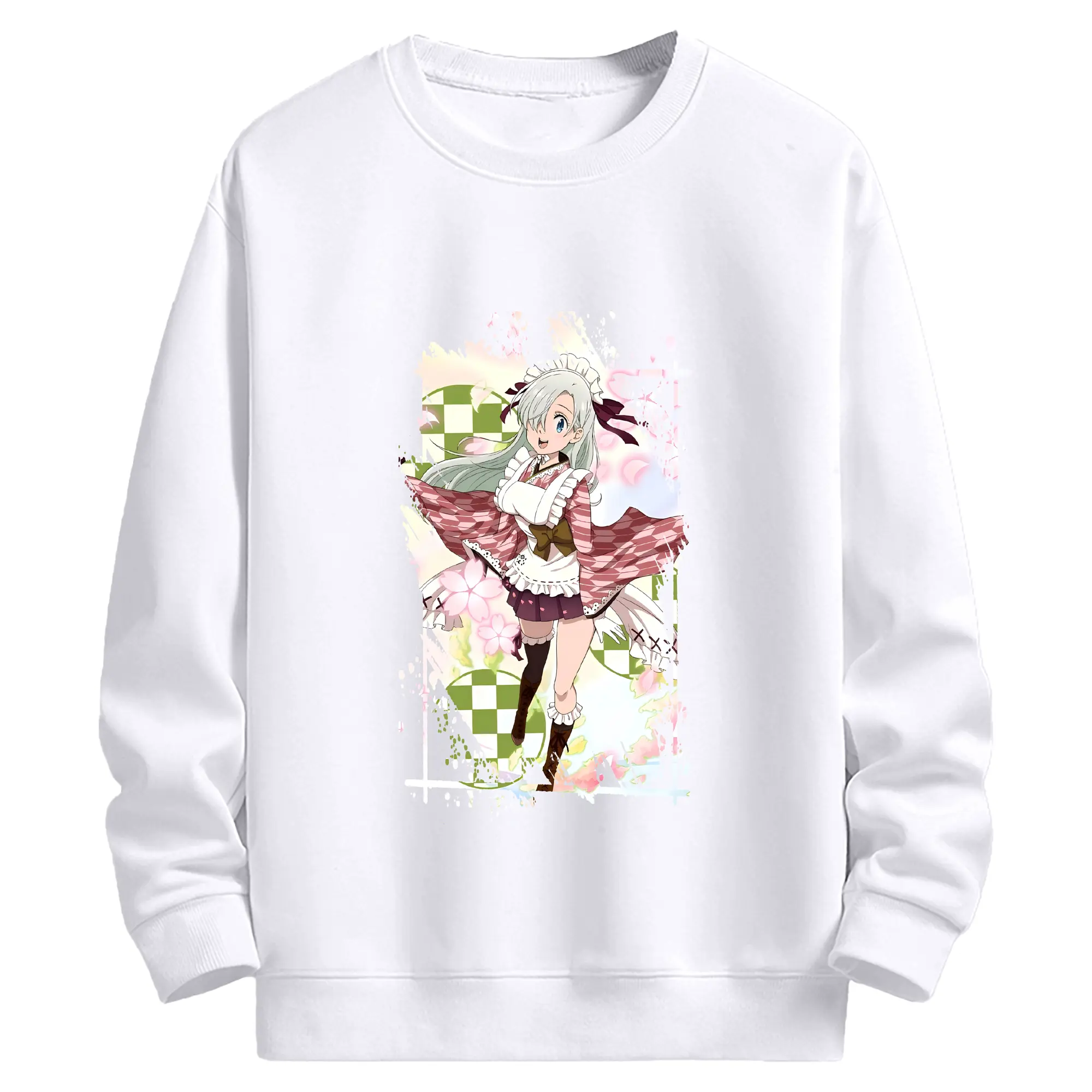 七つの大罪 グッズ エリザベス - 高品質 クルーネック スウェット ・ コットン59％ ポリエステル41％ ・ ユニセックス 長袖 トレーナー ・ カジュアル デイリー スポーツ 散歩用