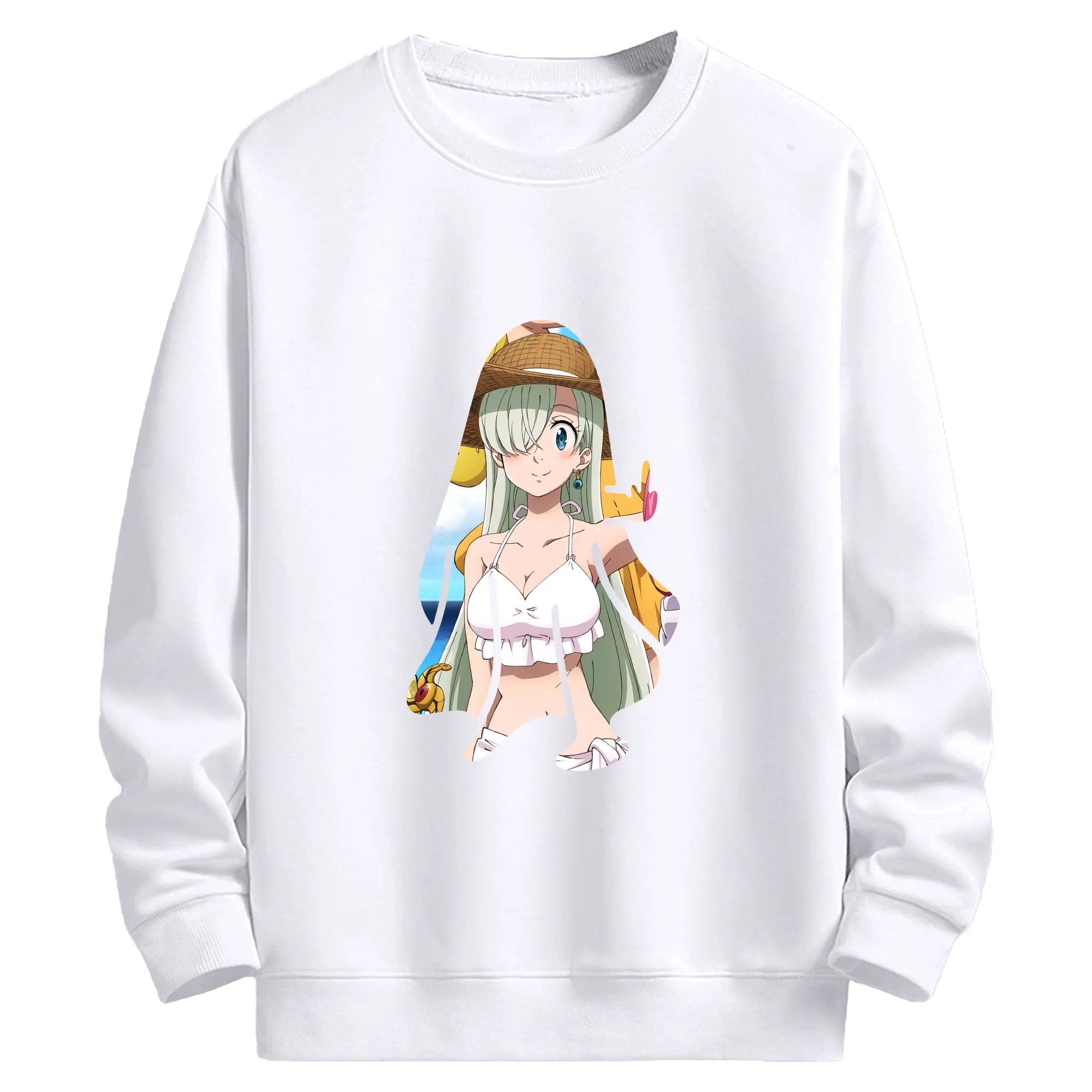 七つの大罪 グッズ エリザベス - 高品質 クルーネック スウェット ・ コットン59％ ポリエステル41％ ・ ユニセックス 長袖 トレーナー ・ カジュアル デイリー スポーツ 散歩用