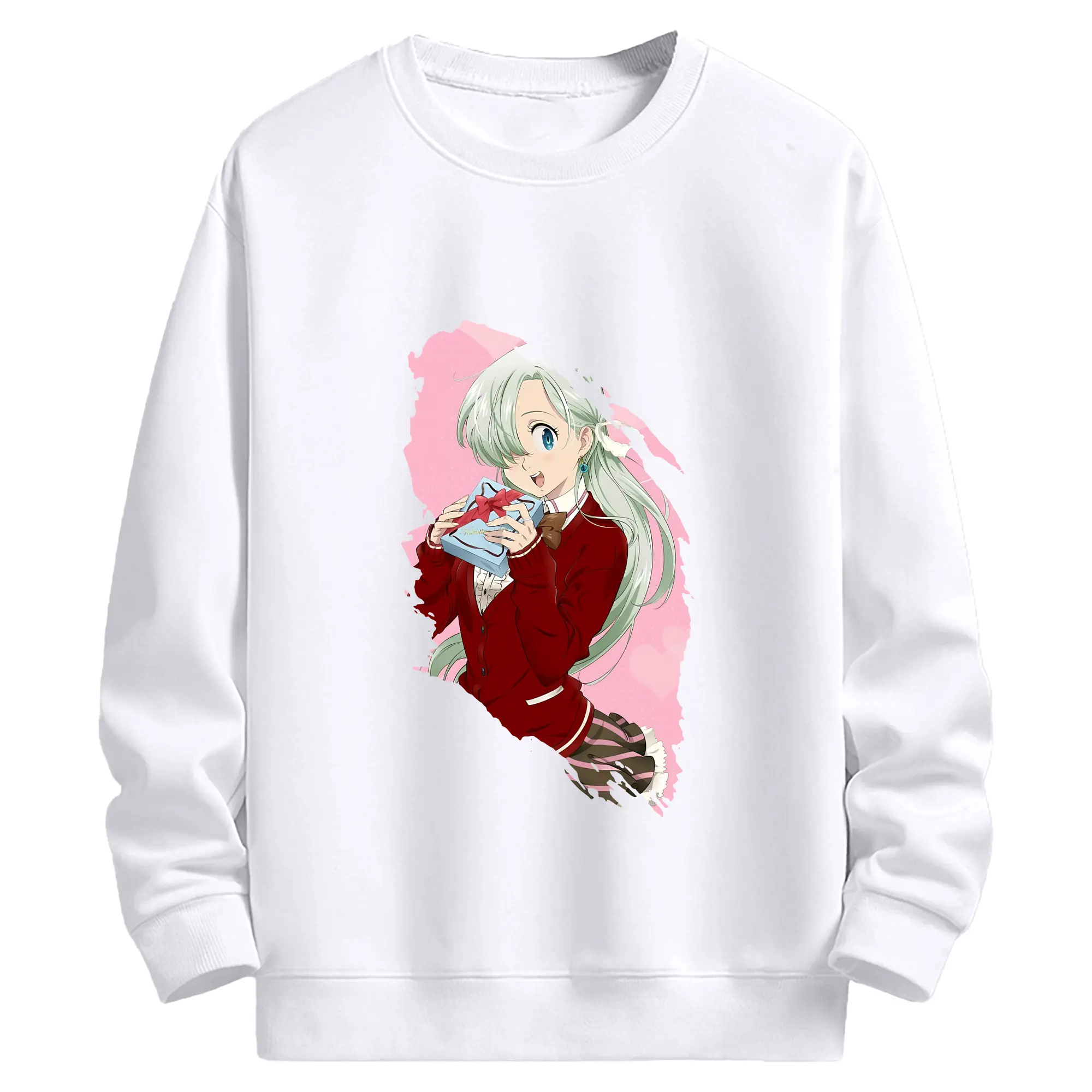 七つの大罪 グッズ エリザベス - 高品質 クルーネック スウェット ・ コットン59％ ポリエステル41％ ・ ユニセックス 長袖 トレーナー ・ カジュアル デイリー スポーツ 散歩用