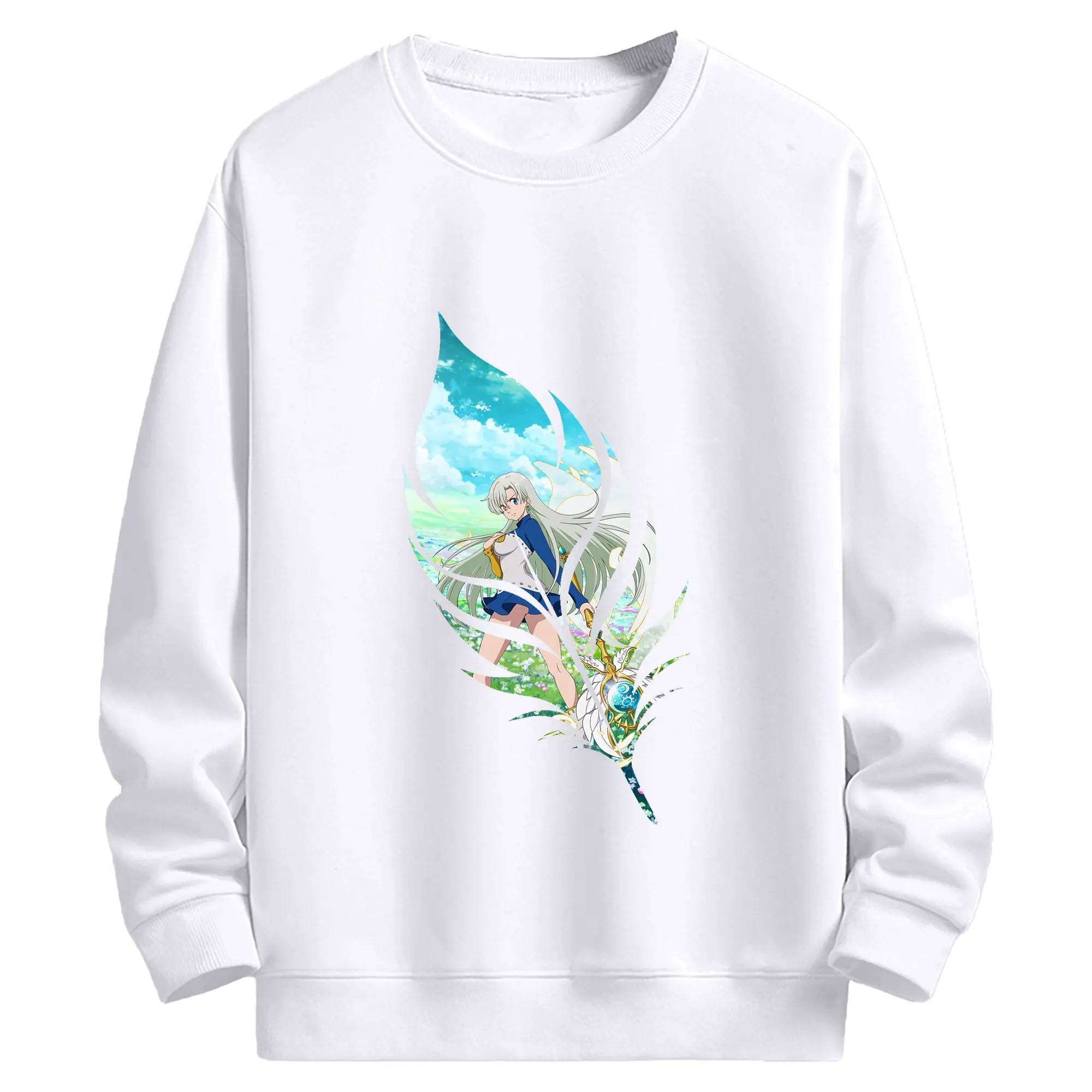 七つの大罪 グッズ エリザベス - 高品質 クルーネック スウェット ・ コットン59％ ポリエステル41％ ・ ユニセックス 長袖 トレーナー ・ カジュアル デイリー スポーツ 散歩用