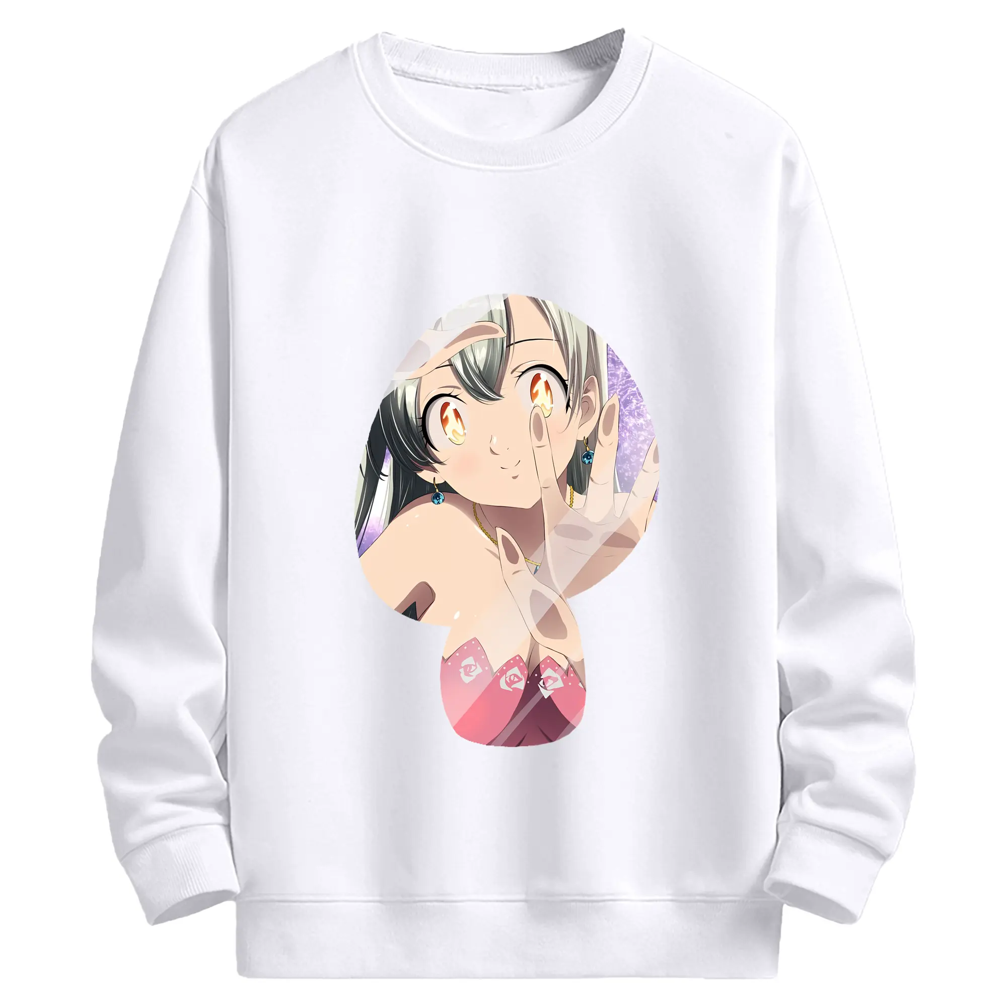 七つの大罪 グッズ エリザベス - 高品質 クルーネック スウェット ・ コットン59％ ポリエステル41％ ・ ユニセックス 長袖 トレーナー ・ カジュアル デイリー スポーツ 散歩用