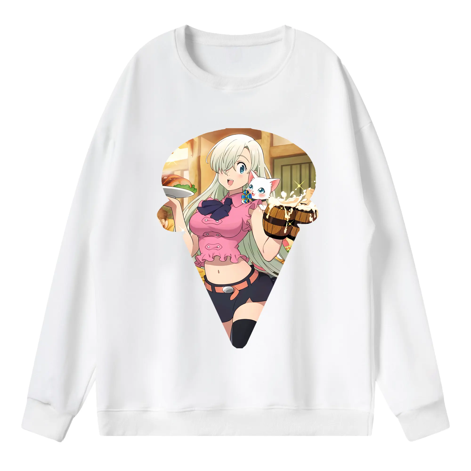 七つの大罪 グッズ エリザベス - 薄手 クルーネック スウェット 裏毛260g · ポリエステル 春秋向け カジュアル 男女兼用 · トレーナー デイリー スポーツ 散歩に最適