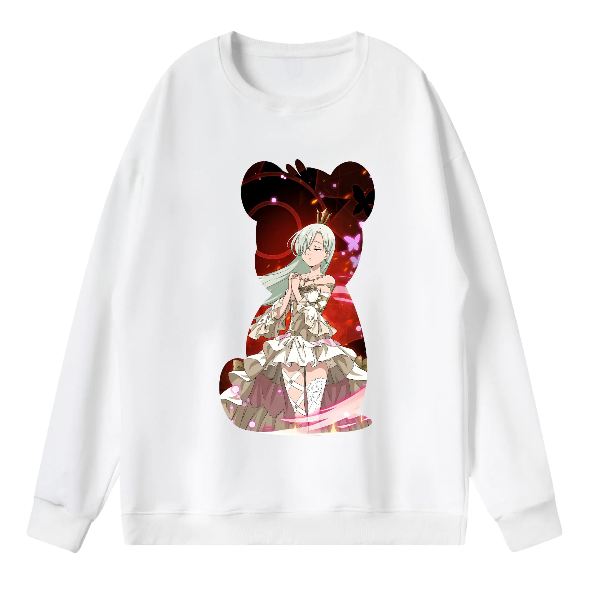 七つの大罪 グッズ エリザベス - 薄手 クルーネック スウェット 裏毛260g · ポリエステル 春秋向け カジュアル 男女兼用 · トレーナー デイリー スポーツ 散歩に最適