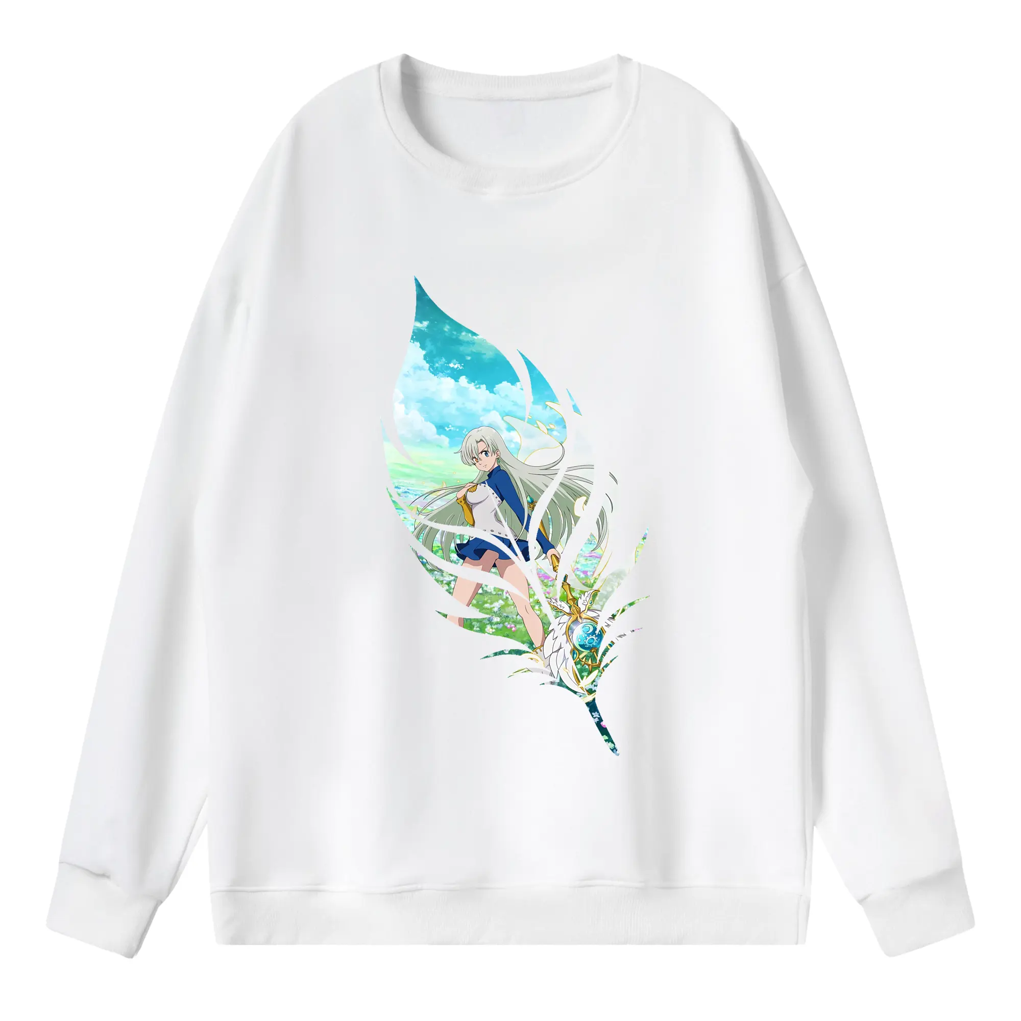 七つの大罪 グッズ エリザベス - 薄手 クルーネック スウェット 裏毛260g · ポリエステル 春秋向け カジュアル 男女兼用 · トレーナー デイリー スポーツ 散歩に最適