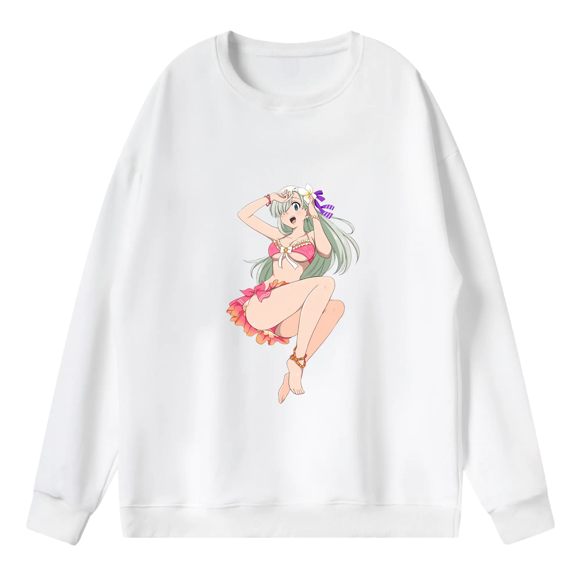 七つの大罪 グッズ エリザベス - 薄手 クルーネック スウェット 裏毛260g · ポリエステル 春秋向け カジュアル 男女兼用 · トレーナー デイリー スポーツ 散歩に最適