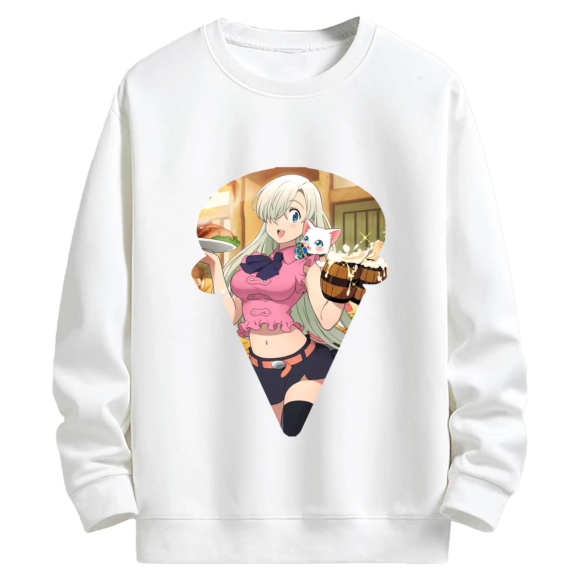 七つの大罪 グッズ エリザベス - キッズ クルーネックスウェットシャツ ・ フロントプリント ・ 綿80％ ポリエステル20％ ・ 快適 通学 スポーツ 日常使い お散歩用