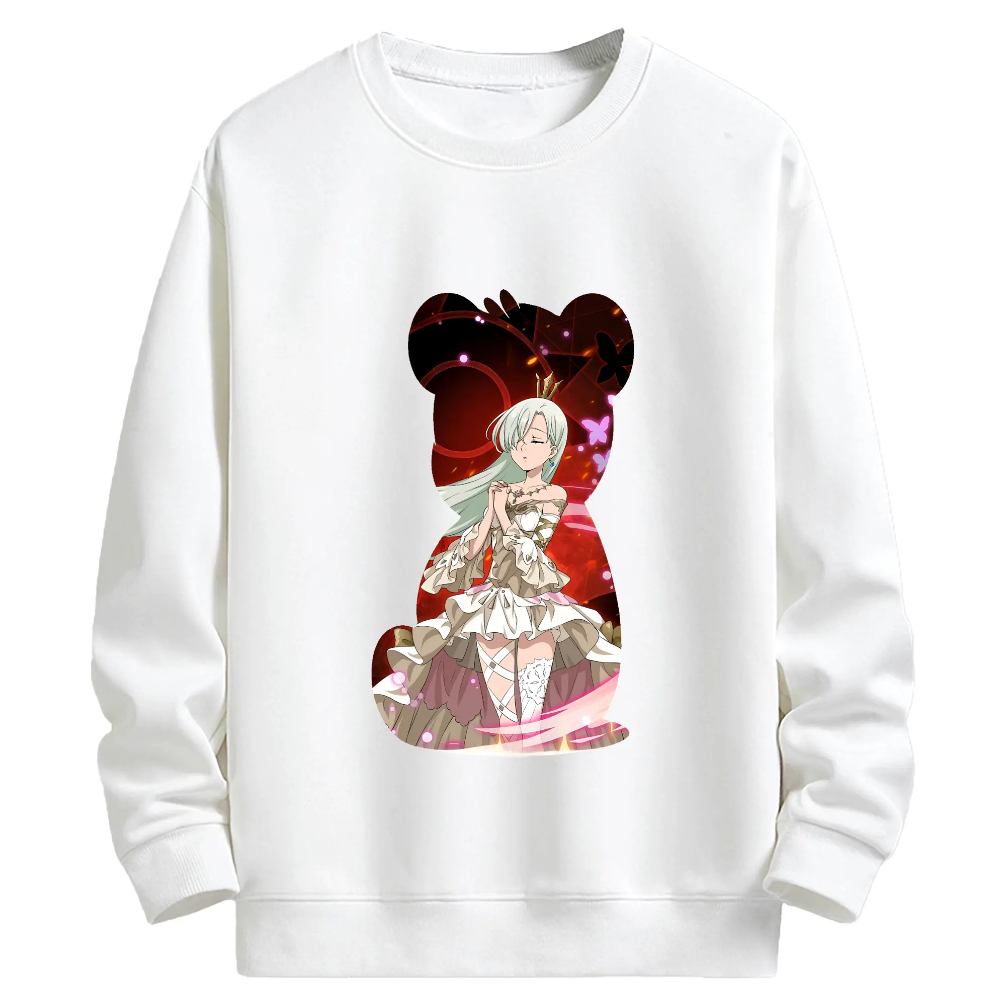 七つの大罪 グッズ エリザベス - キッズ クルーネックスウェットシャツ ・ フロントプリント ・ 綿80％ ポリエステル20％ ・ 快適 通学 スポーツ 日常使い お散歩用