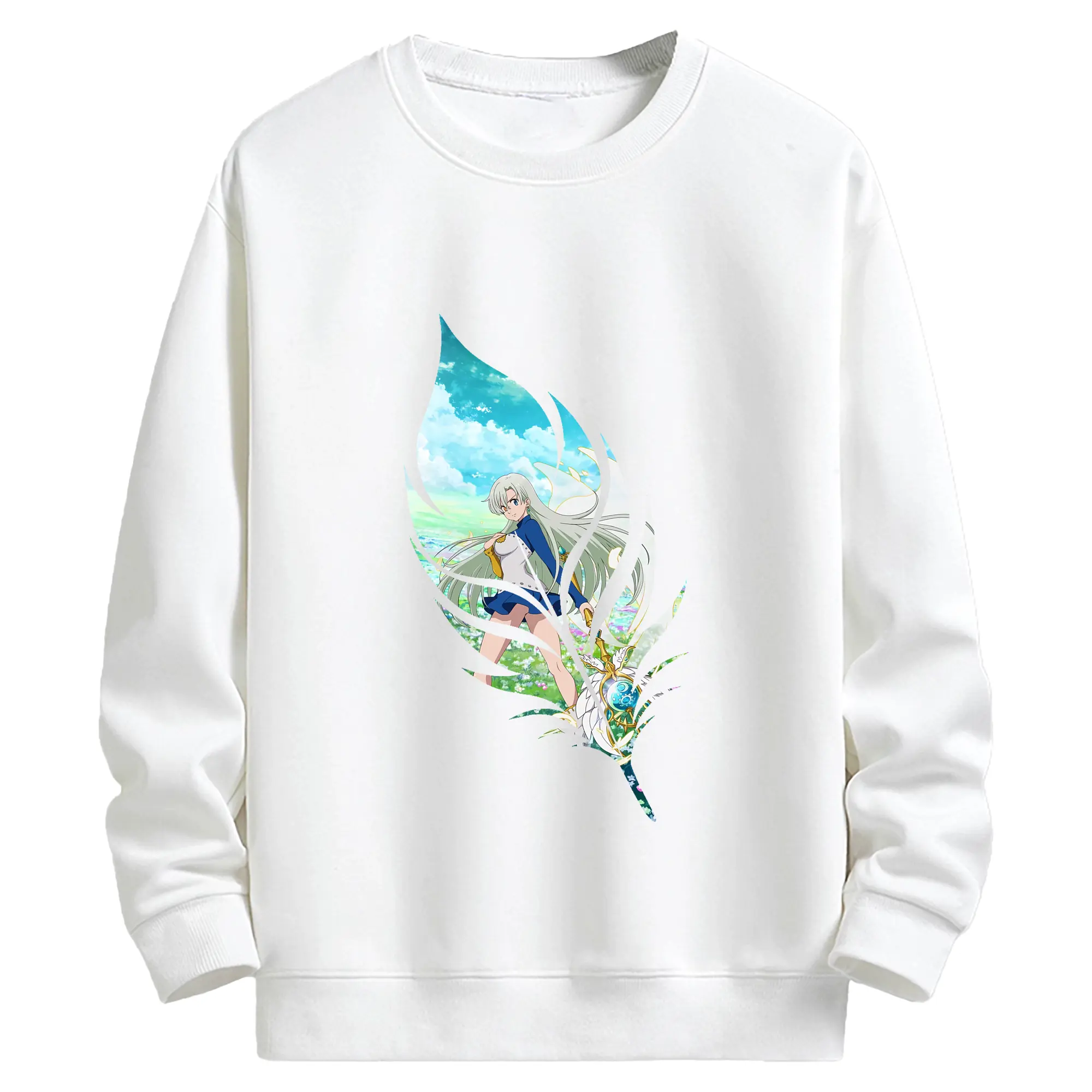 七つの大罪 グッズ エリザベス - キッズ クルーネックスウェットシャツ ・ フロントプリント ・ 綿80％ ポリエステル20％ ・ 快適 通学 スポーツ 日常使い お散歩用