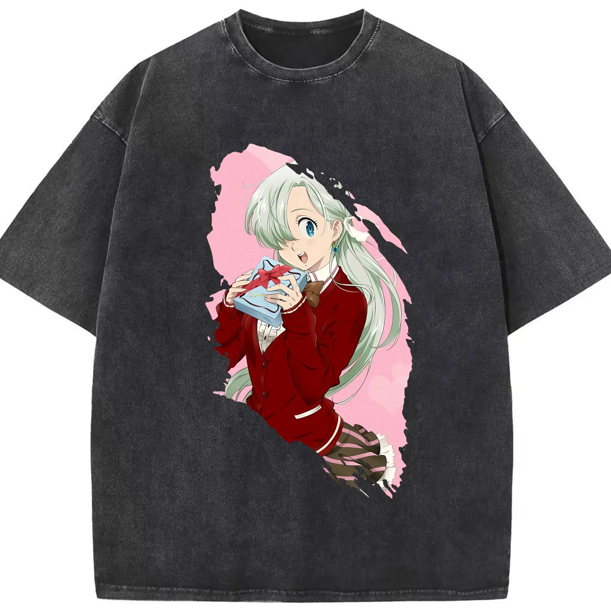 七つの大罪 グッズ エリザベス - 綿100％ ヴィンテージ風 半袖Tシャツ ・ フロントプリント ・ 柔らか肌触り ・ 通気性 快適 ・ スポーツ カジュアル 外出用
