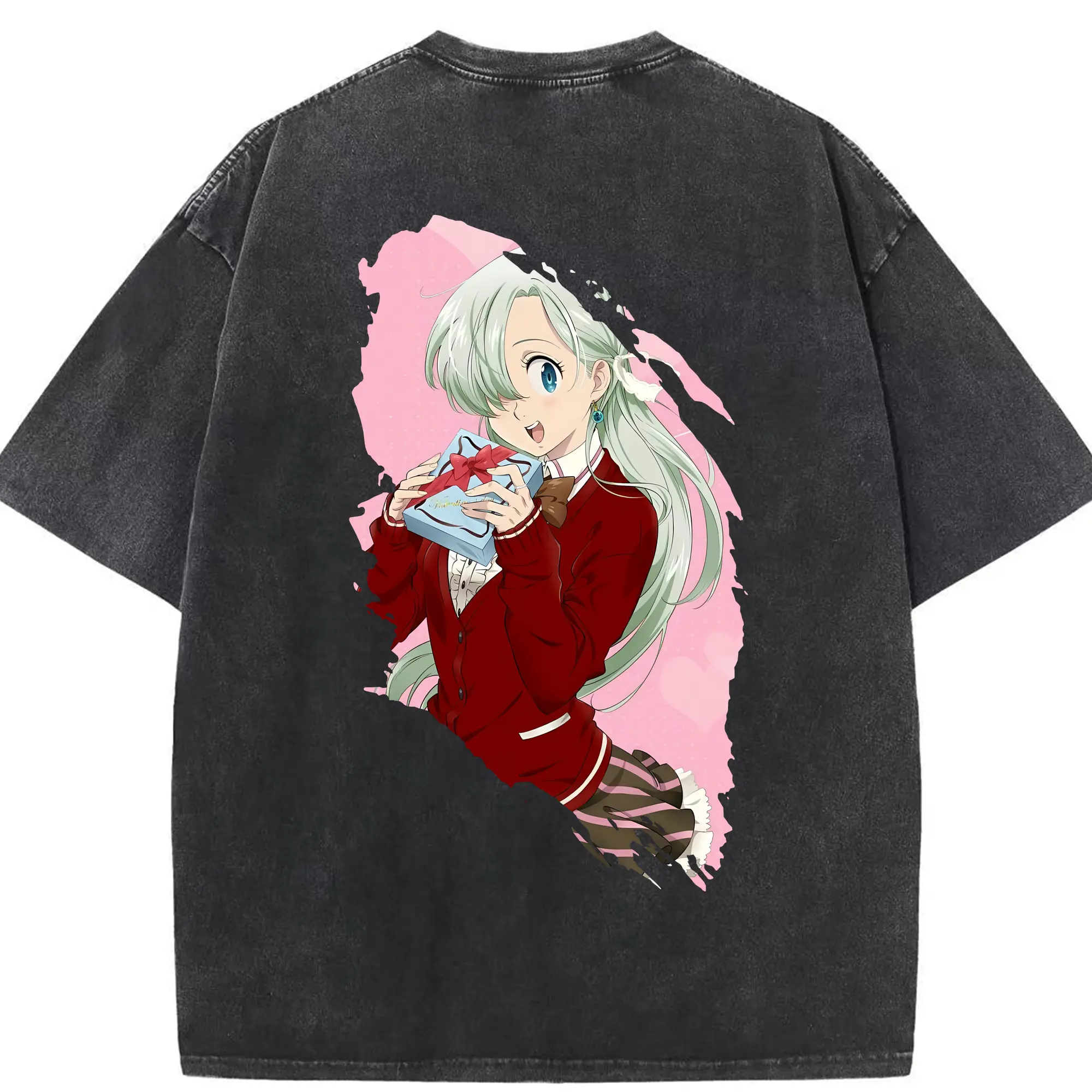 七つの大罪 グッズ エリザベス - 綿100％ ヴィンテージ風 半袖Tシャツ ・ 背面プリント ・ 柔らか肌触り ・ 通気性 快適 ・ スポーツ カジュアル 外出用