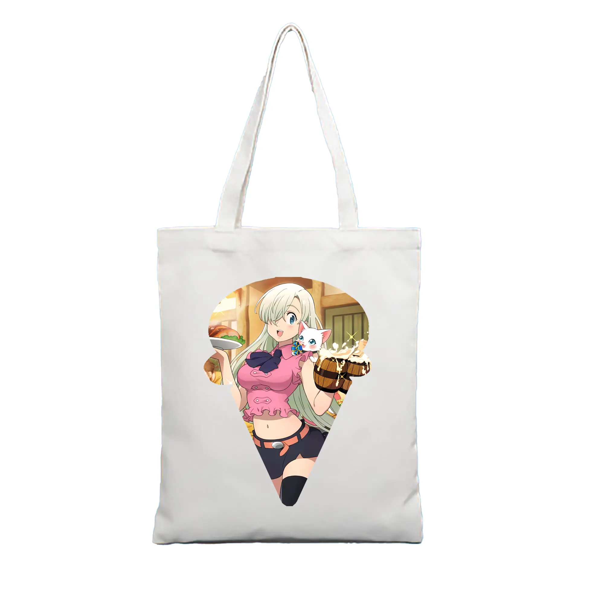 七つの大罪 グッズ エリザベス - 縦型キャンバス手提げバッグ（トートバッグ） ・ キャンバス素材 ・ ショッピング用 ・ 軽量 丈夫 お手入れ簡単