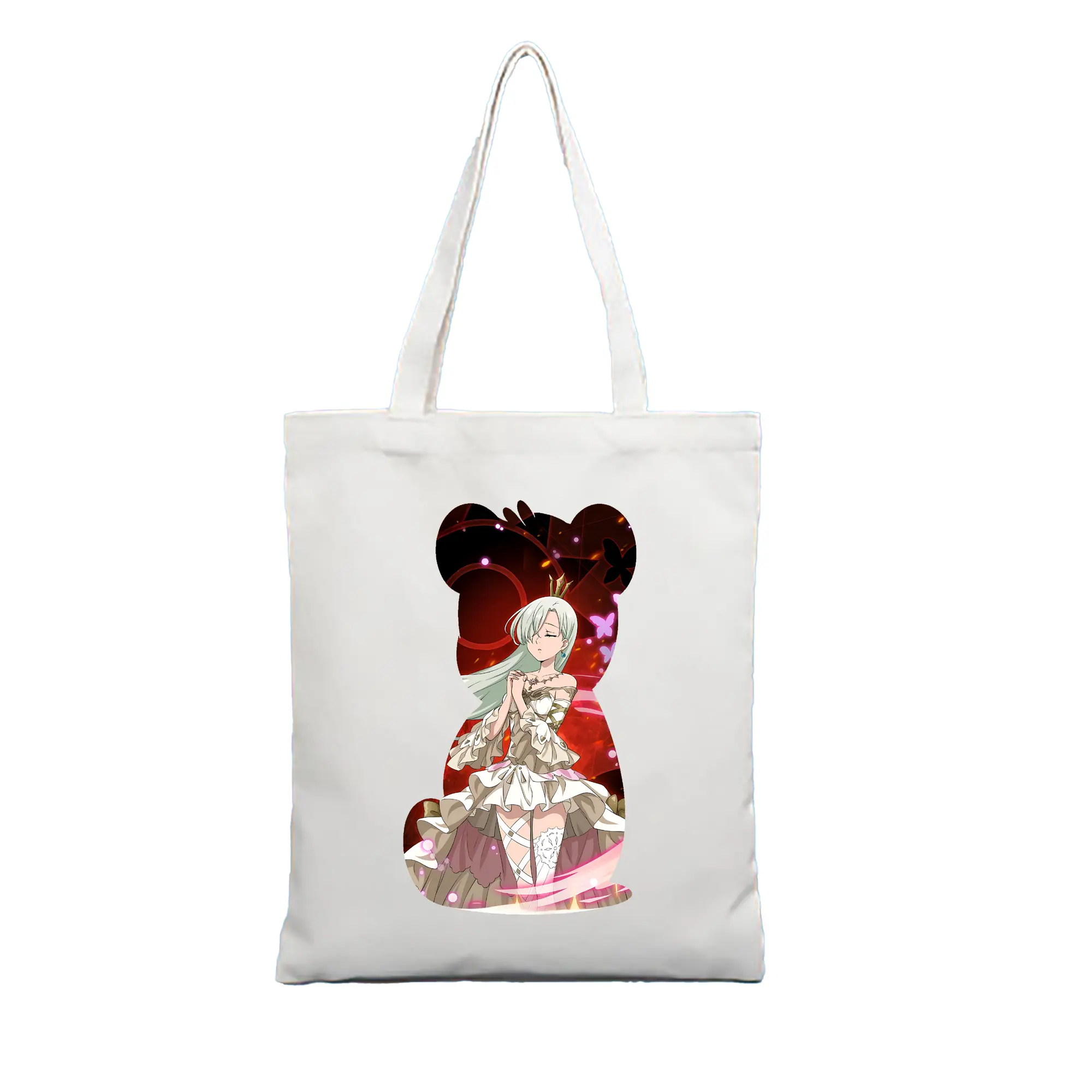 七つの大罪 グッズ エリザベス - 縦型キャンバス手提げバッグ（トートバッグ） ・ キャンバス素材 ・ ショッピング用 ・ 軽量 丈夫 お手入れ簡単