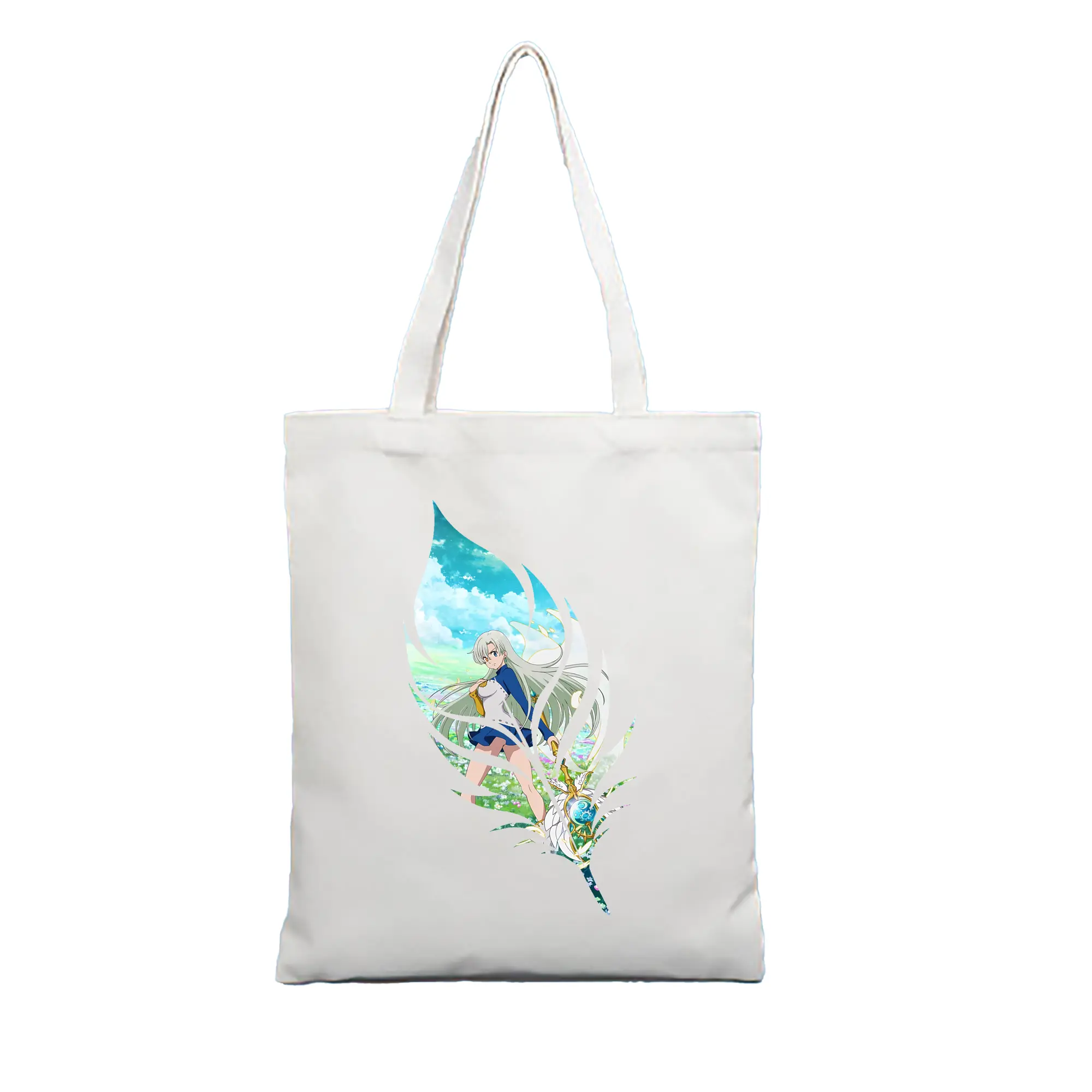 七つの大罪 グッズ エリザベス - 縦型キャンバス手提げバッグ（トートバッグ） ・ キャンバス素材 ・ ショッピング用 ・ 軽量 丈夫 お手入れ簡単