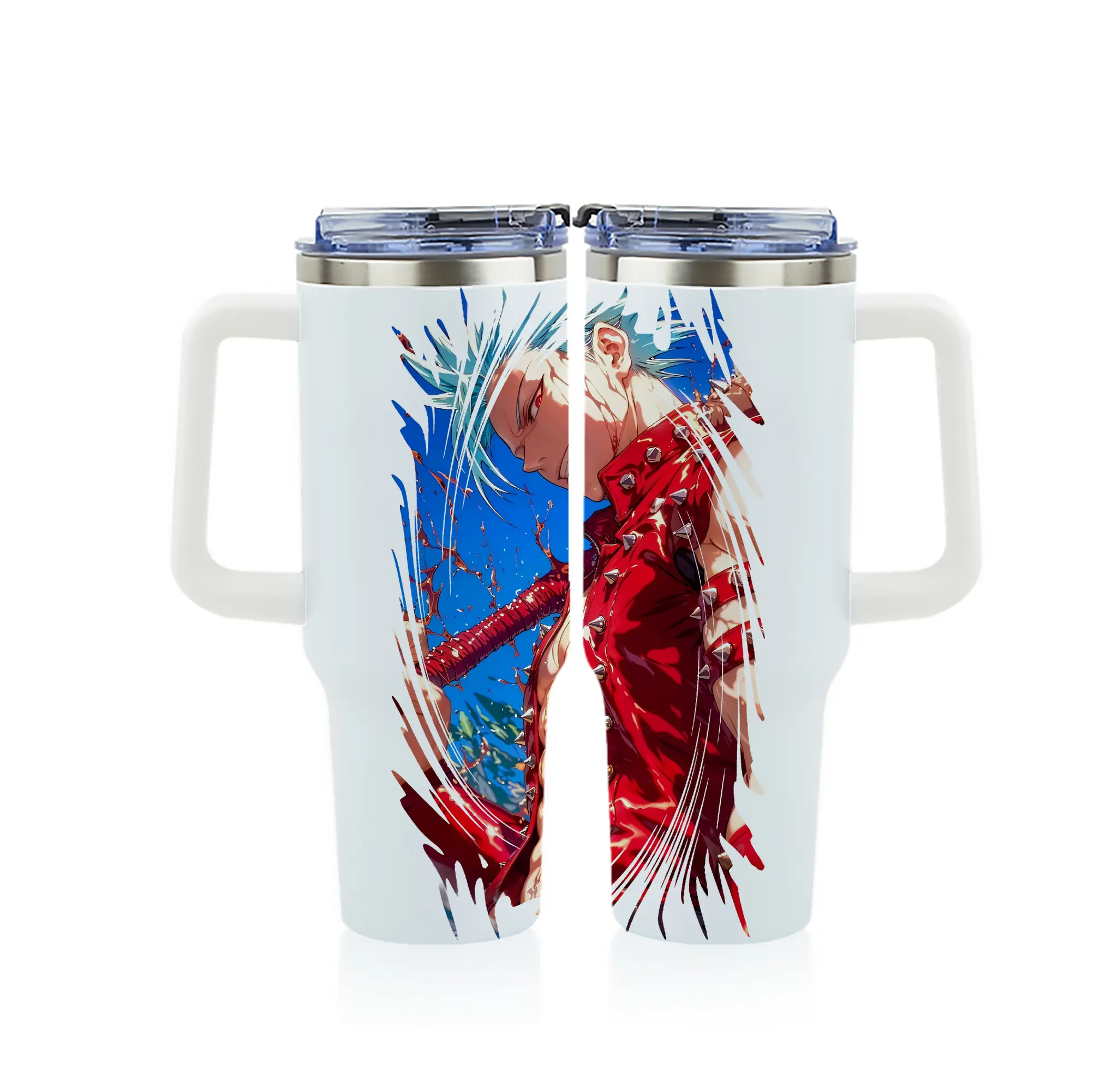 七つの大罪 グッズ バン - 1200mL フルプリント車用タンブラー ・ 304ステンレス 内側 ・ 201ステンレス 外側 ・ 保温 保冷 ・ 通勤 ドライブ アウトドア用