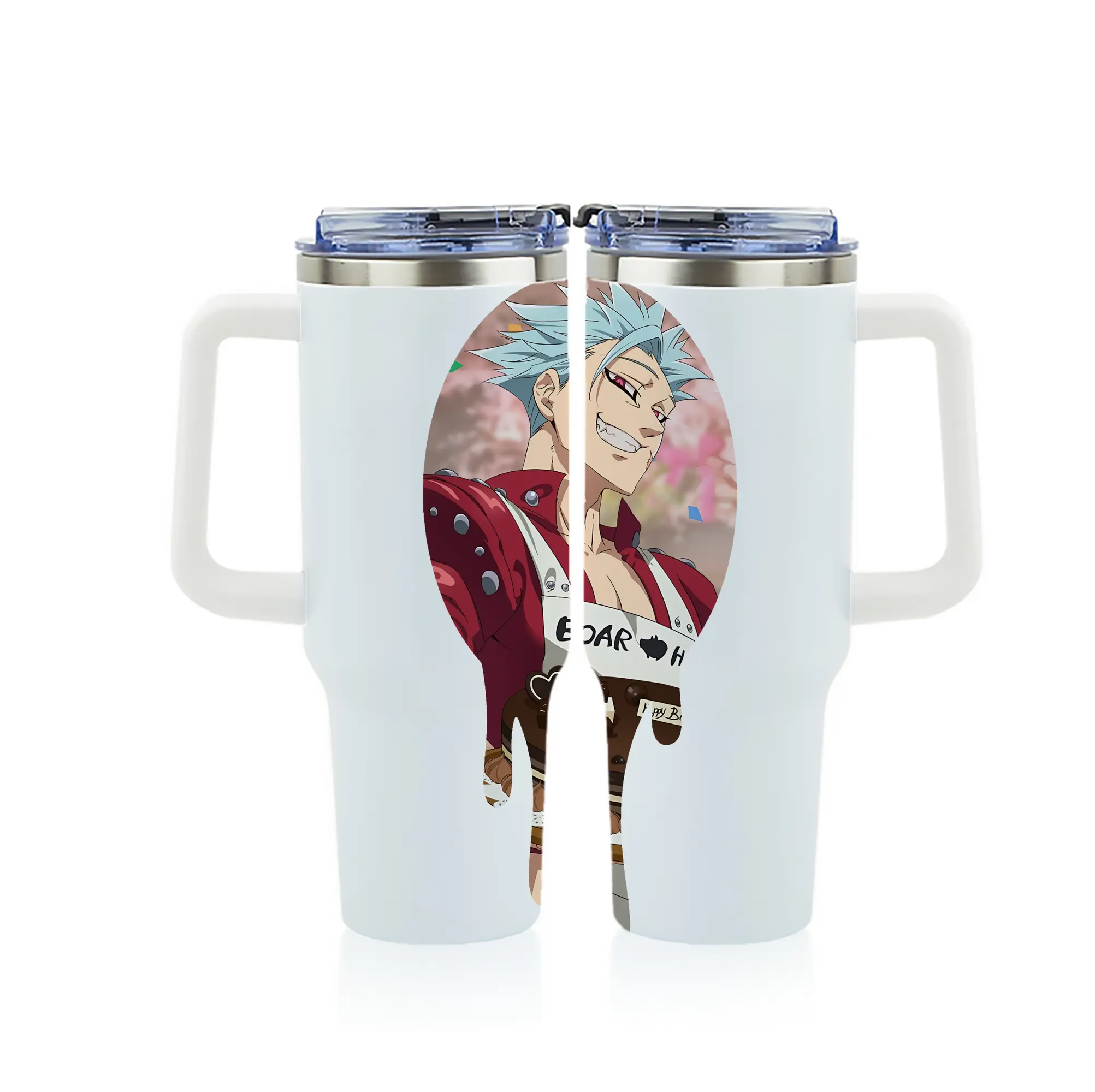 七つの大罪 グッズ バン - 1200mL フルプリント車用タンブラー ・ 304ステンレス 内側 ・ 201ステンレス 外側 ・ 保温 保冷 ・ 通勤 ドライブ アウトドア用