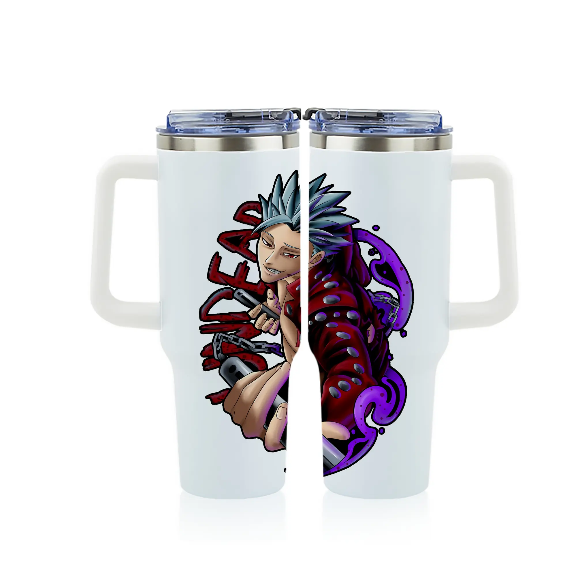 七つの大罪 グッズ バン - 1200mL フルプリント車用タンブラー ・ 304ステンレス 内側 ・ 201ステンレス 外側 ・ 保温 保冷 ・ 通勤 ドライブ アウトドア用